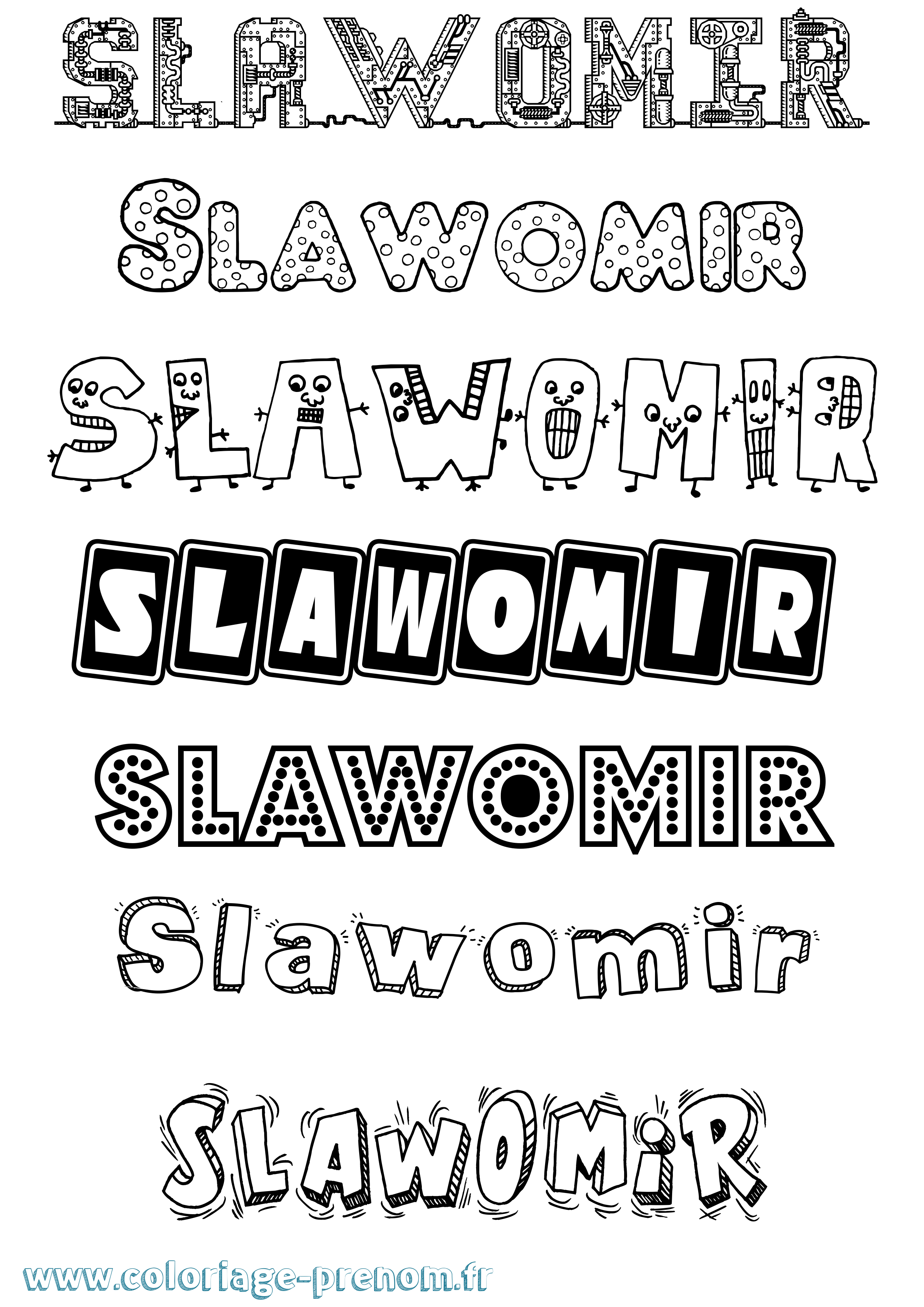 Coloriage prénom Slawomir Fun
