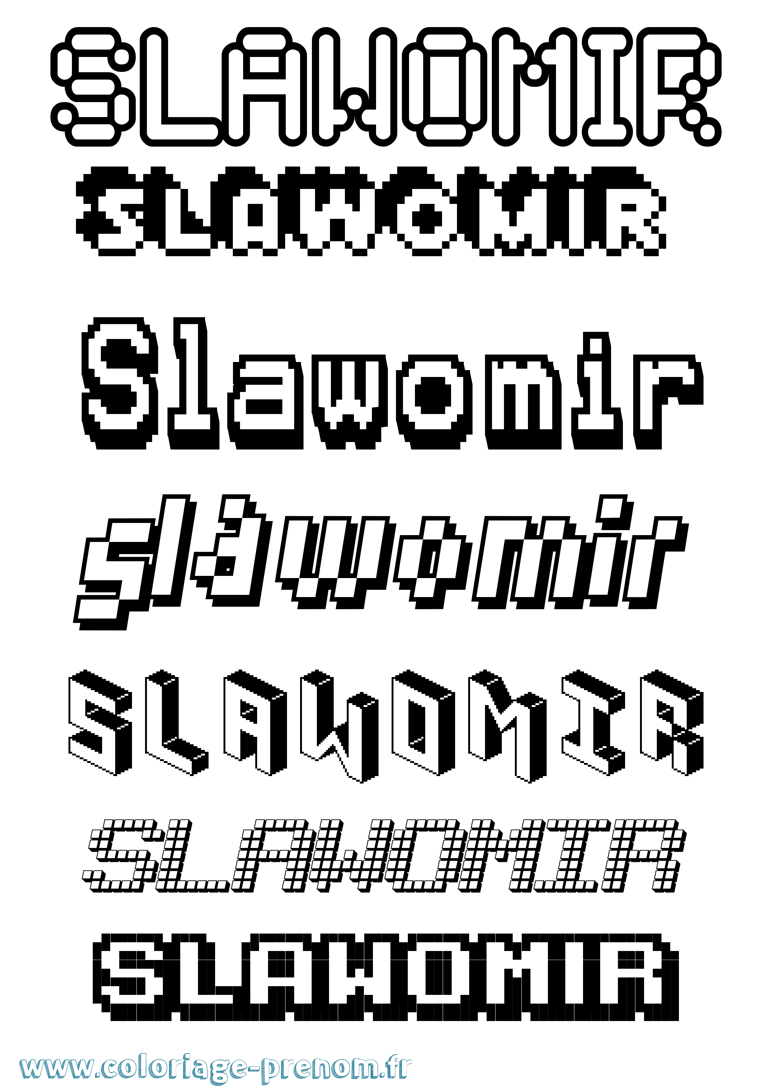 Coloriage prénom Slawomir Pixel