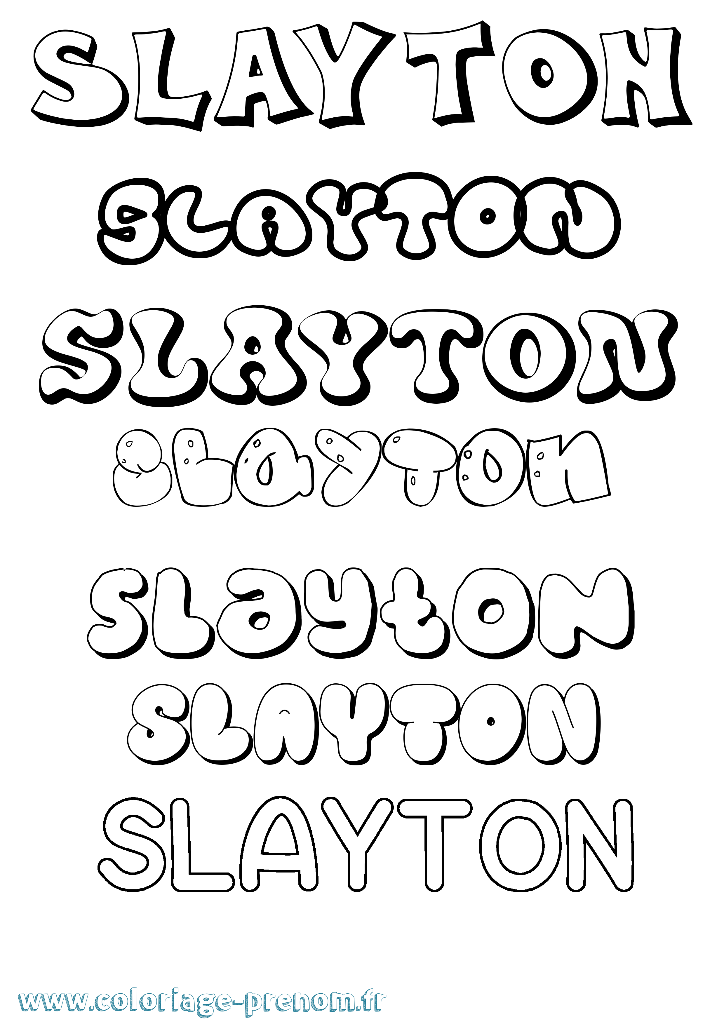 Coloriage prénom Slayton Bubble