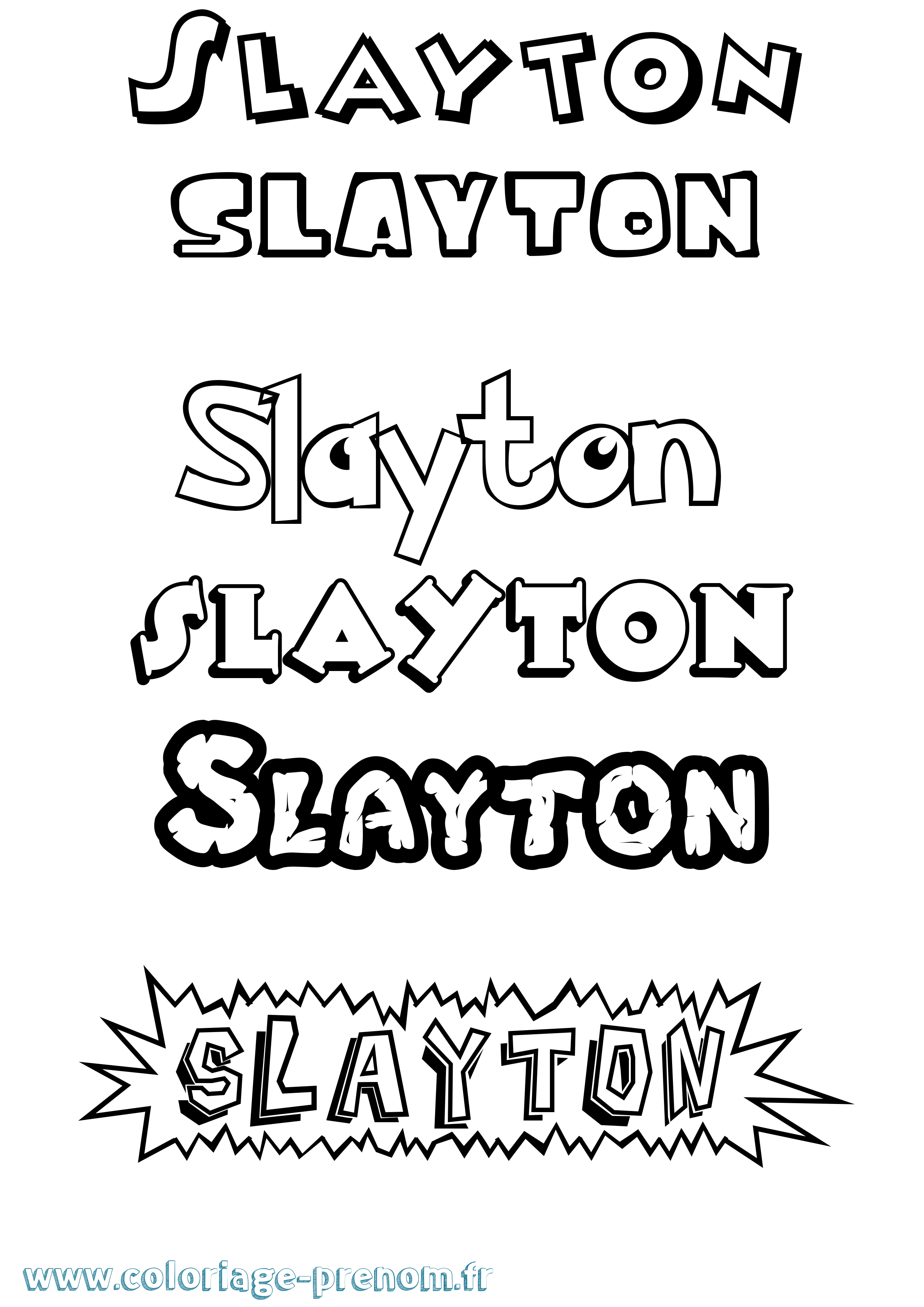 Coloriage prénom Slayton Dessin Animé