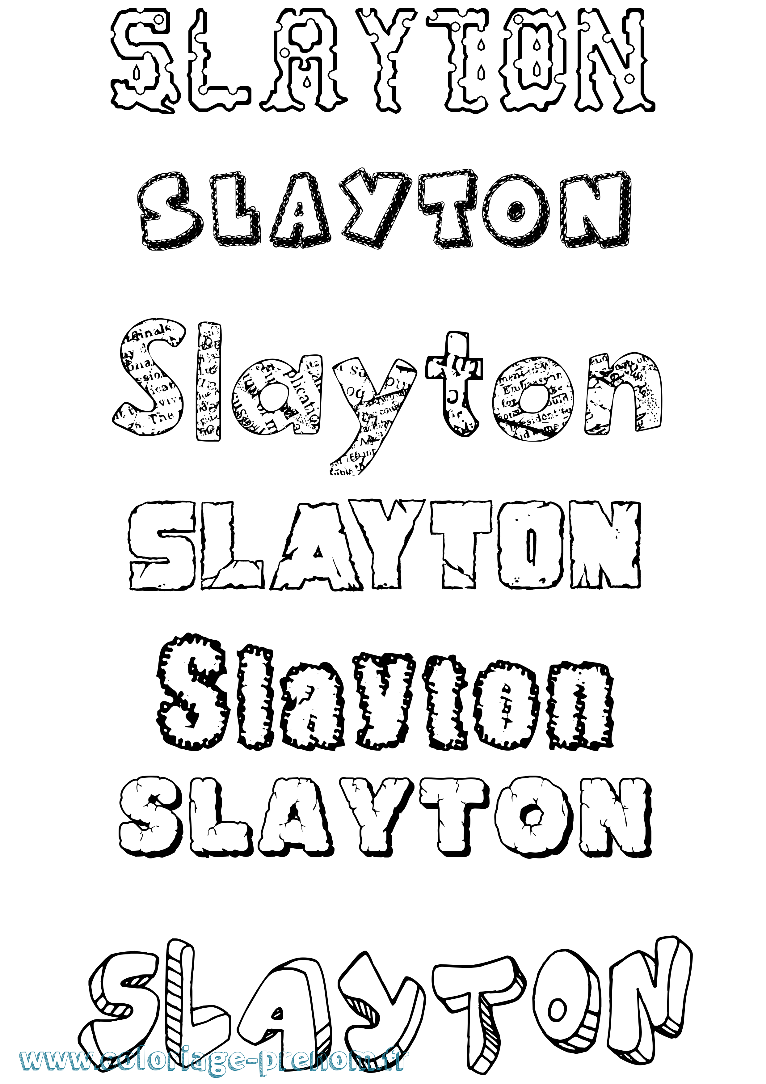 Coloriage prénom Slayton Destructuré