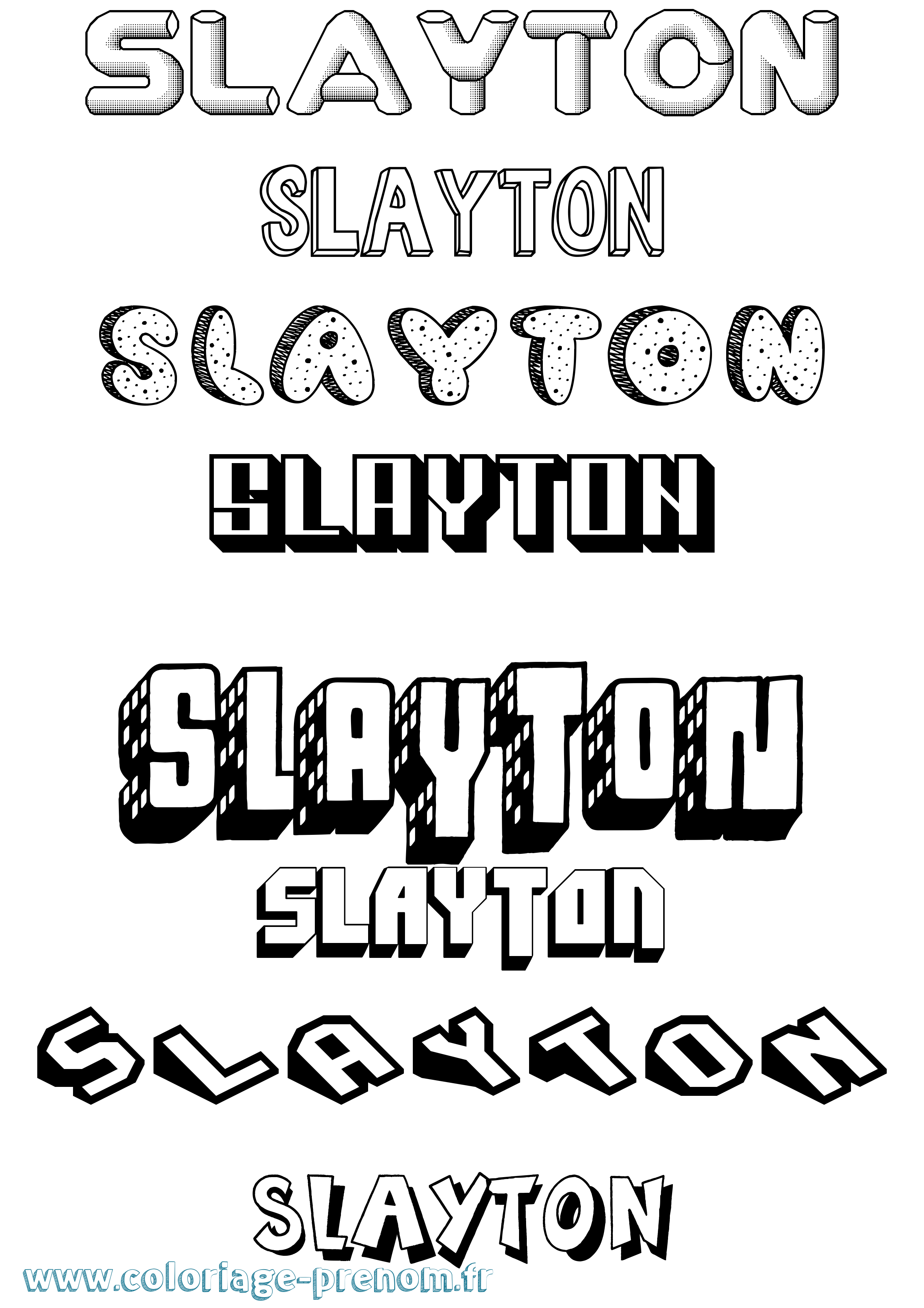 Coloriage prénom Slayton Effet 3D