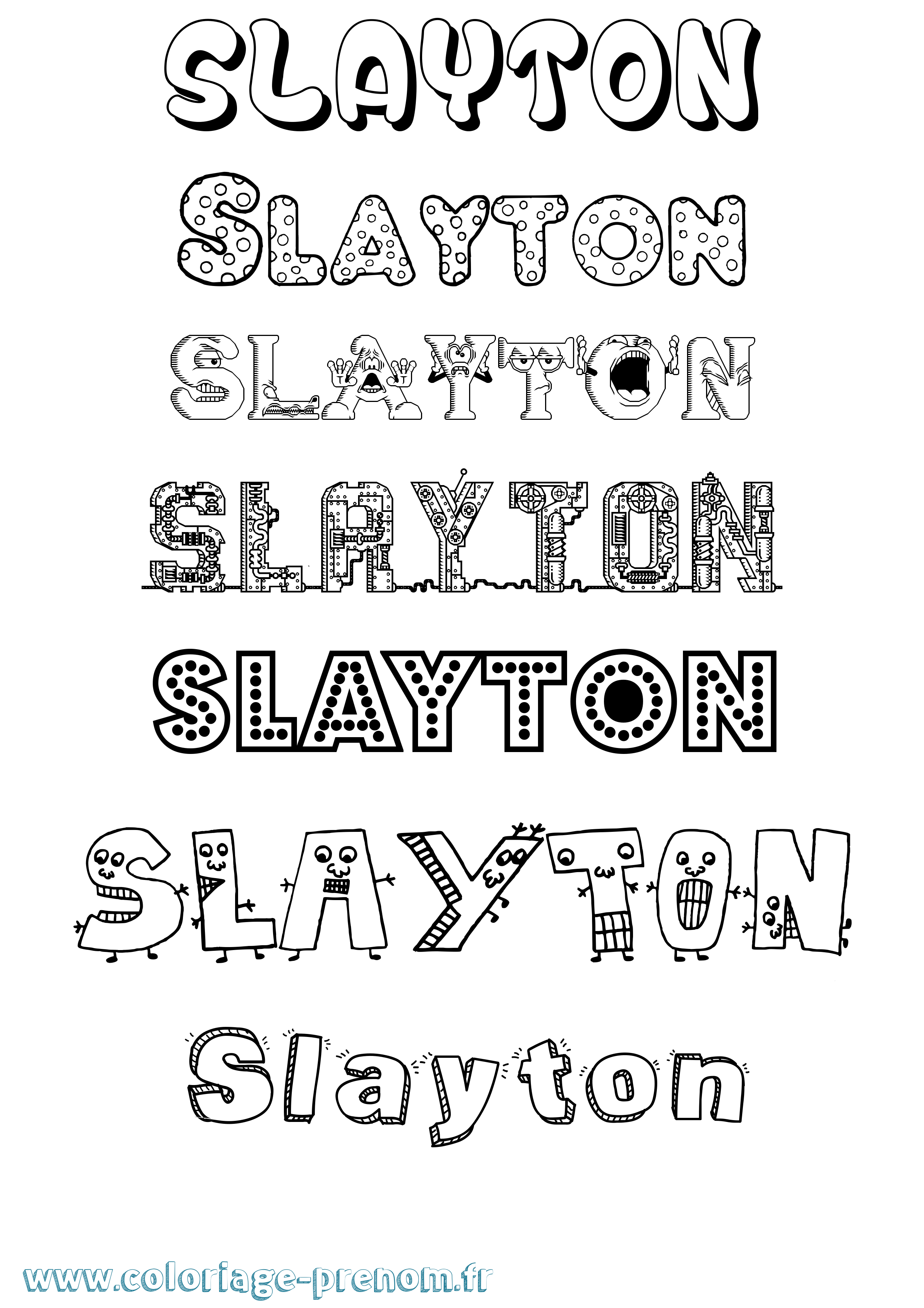 Coloriage prénom Slayton Fun