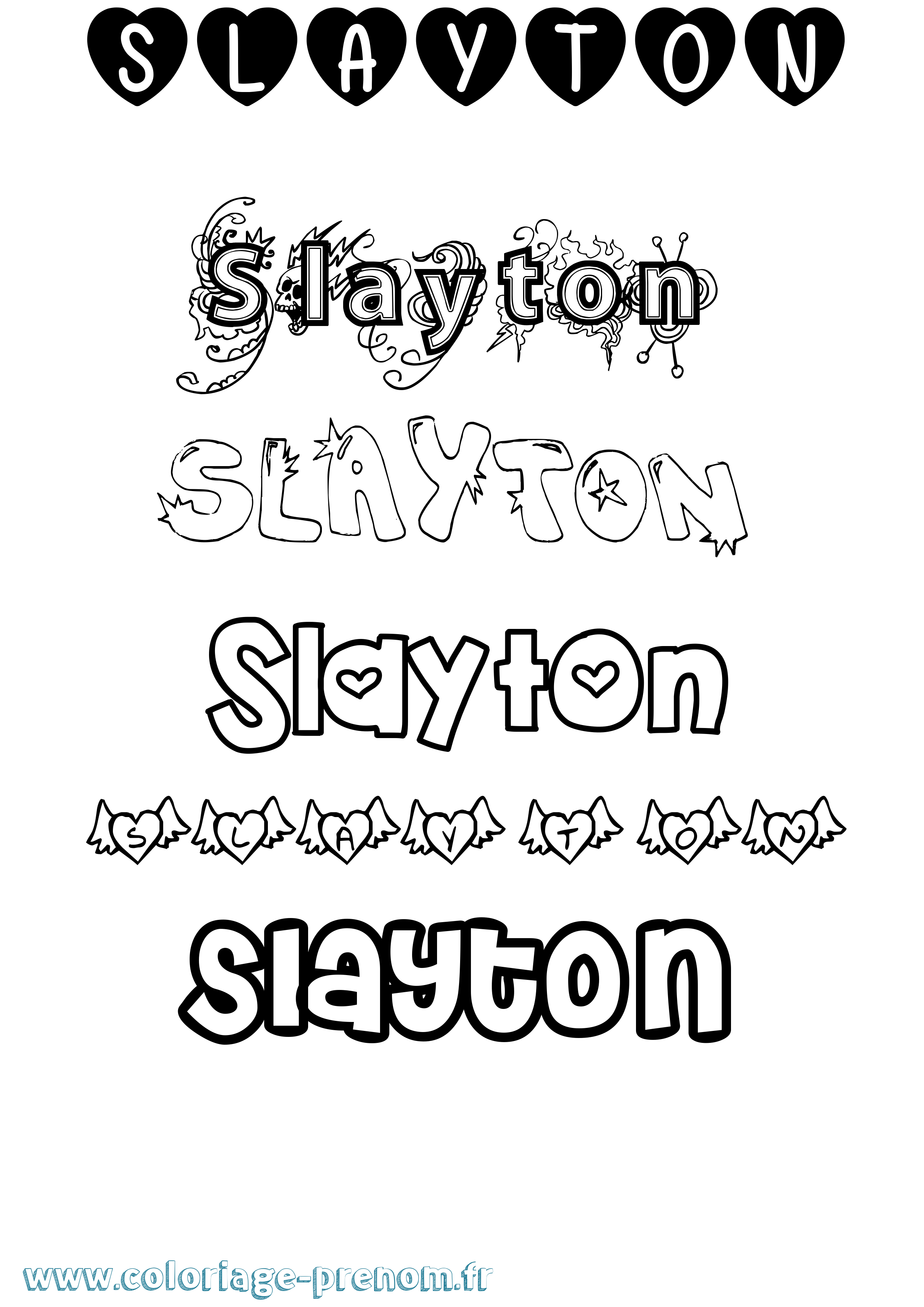 Coloriage prénom Slayton Girly