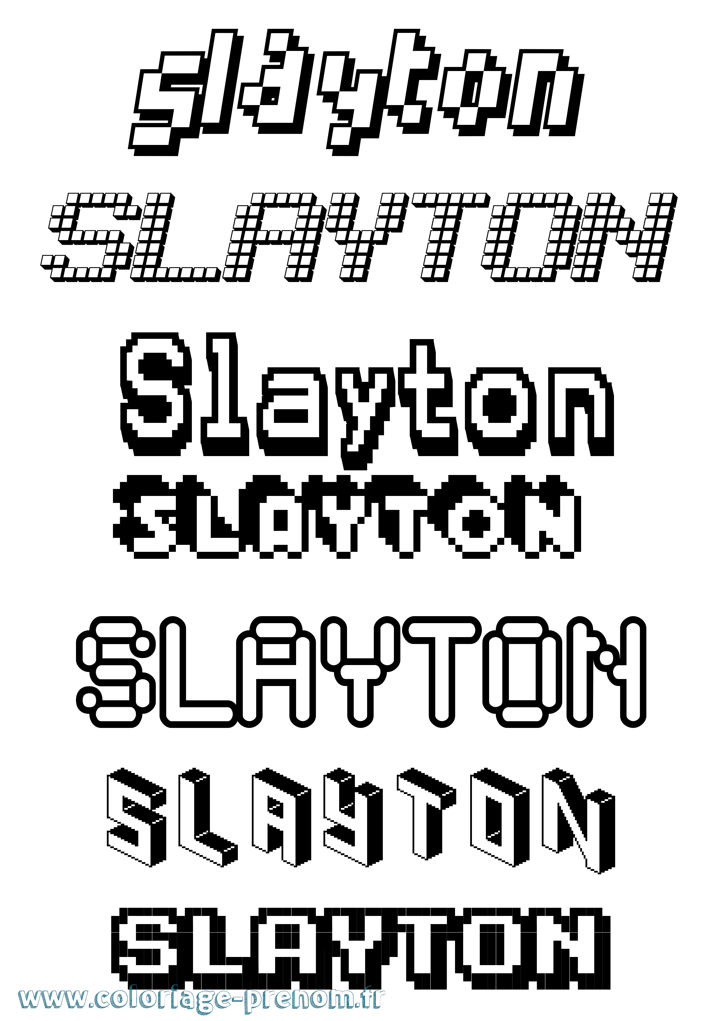 Coloriage prénom Slayton Pixel