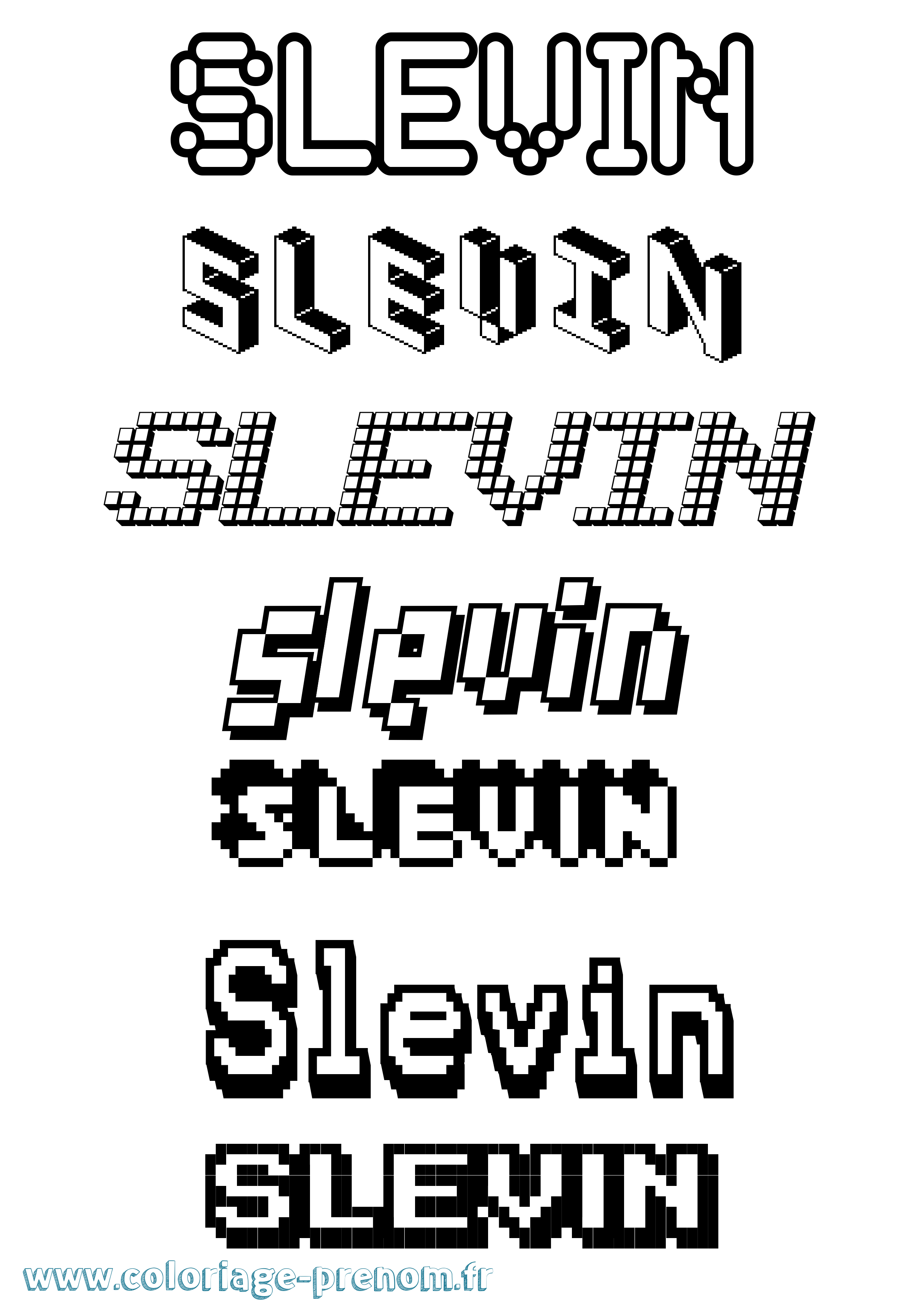 Coloriage Slevin Pixel Coloriage prénom Slevin Pixel