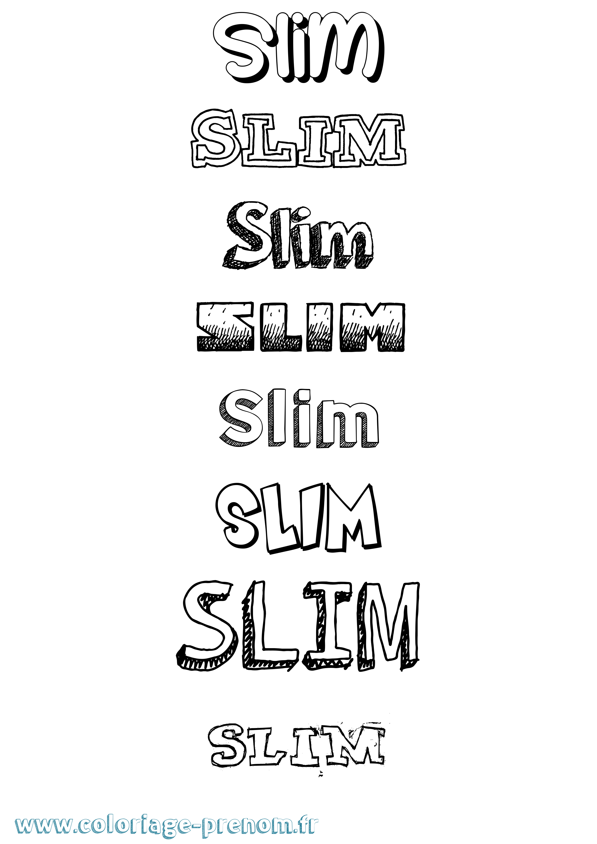 Coloriage Slim Dessiné Coloriage prénom Slim Dessiné
