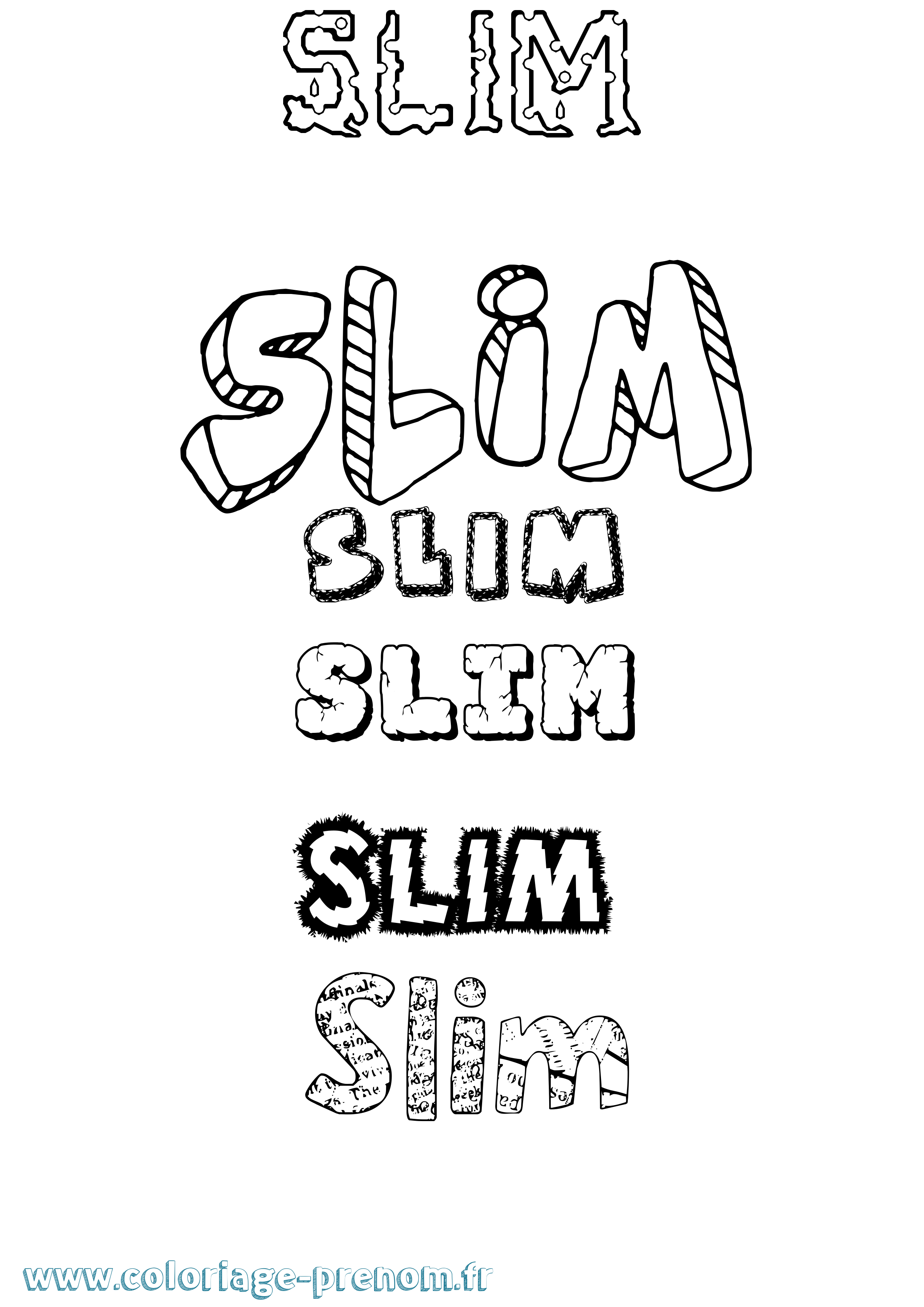 Coloriage Slim Destructuré Coloriage prénom Slim Destructuré