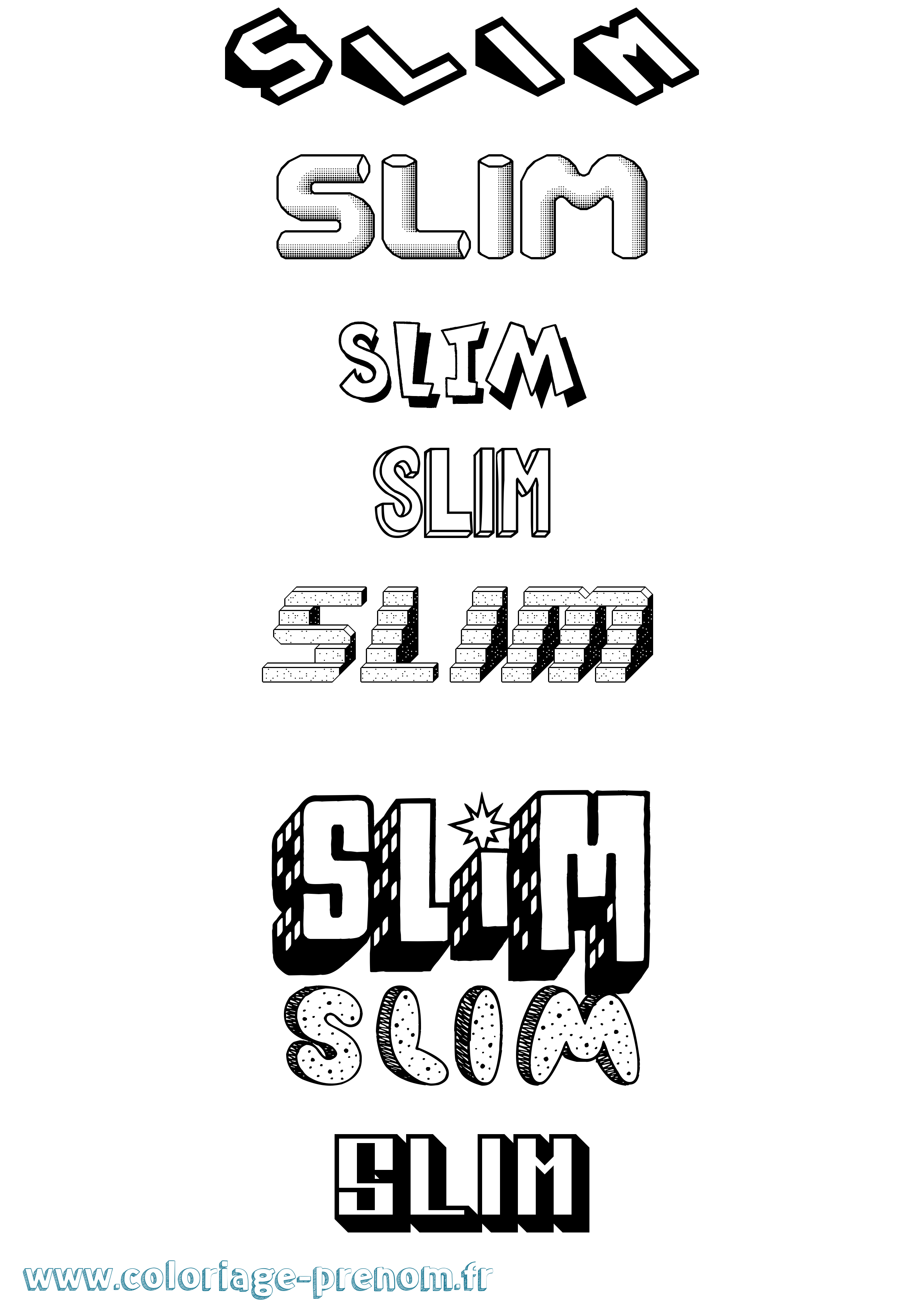 Coloriage Slim Effet 3D Coloriage prénom Slim Effet 3D