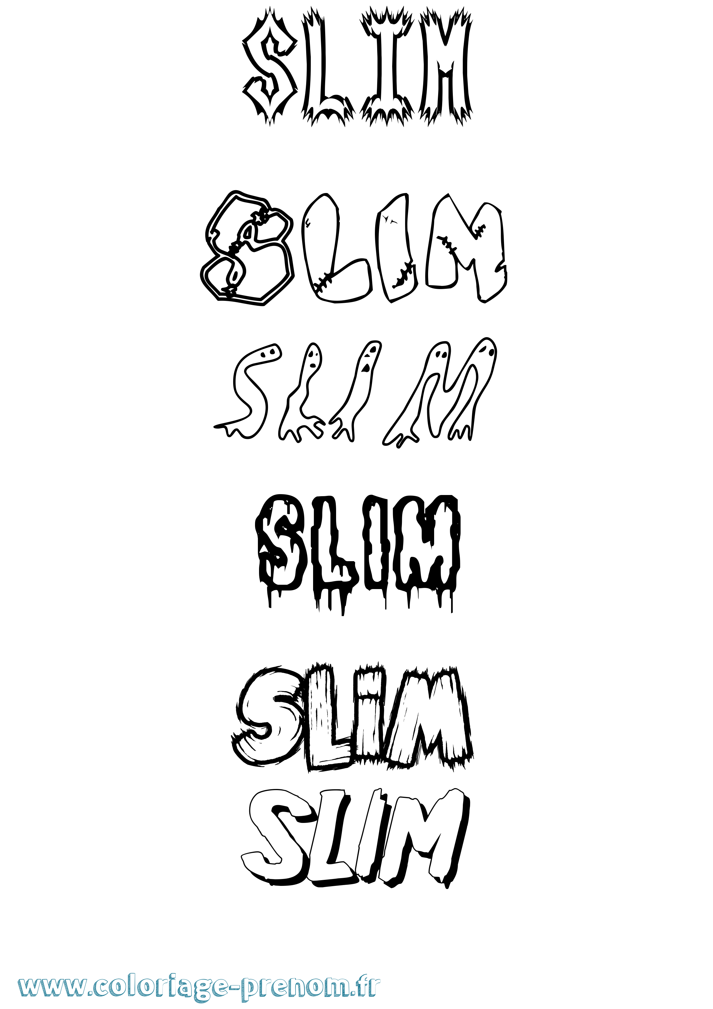 Coloriage Slim Frisson Coloriage prénom Slim Frisson