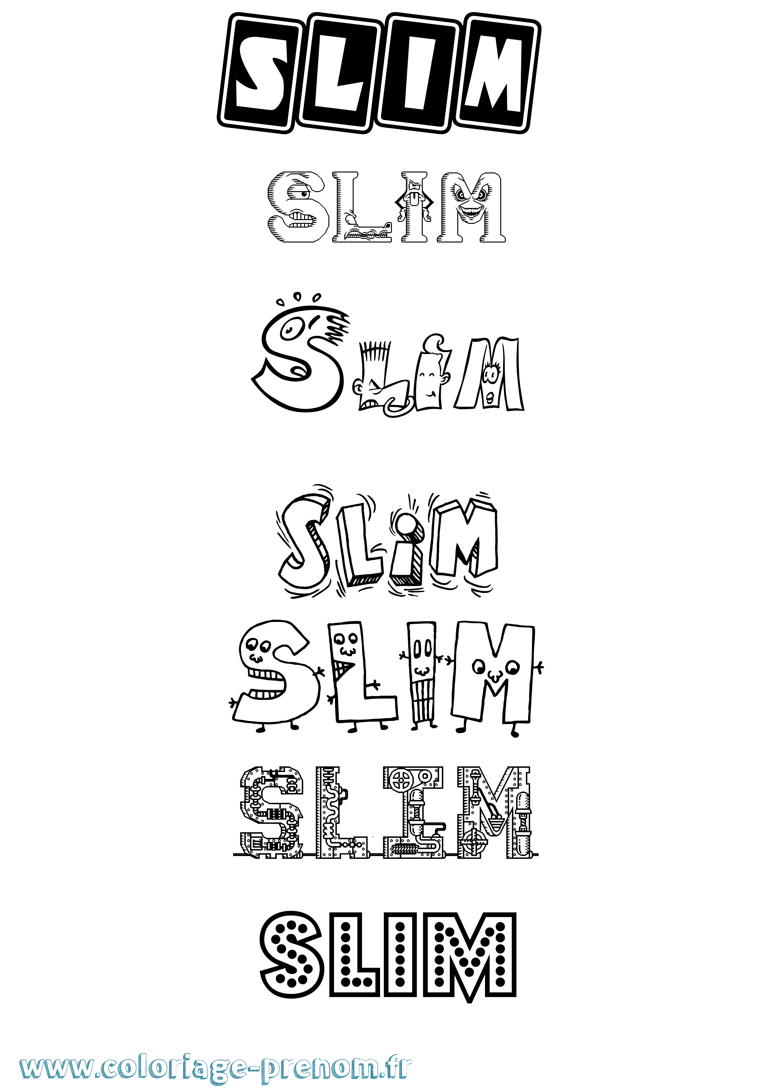 Coloriage Slim Fun Coloriage prénom Slim Fun