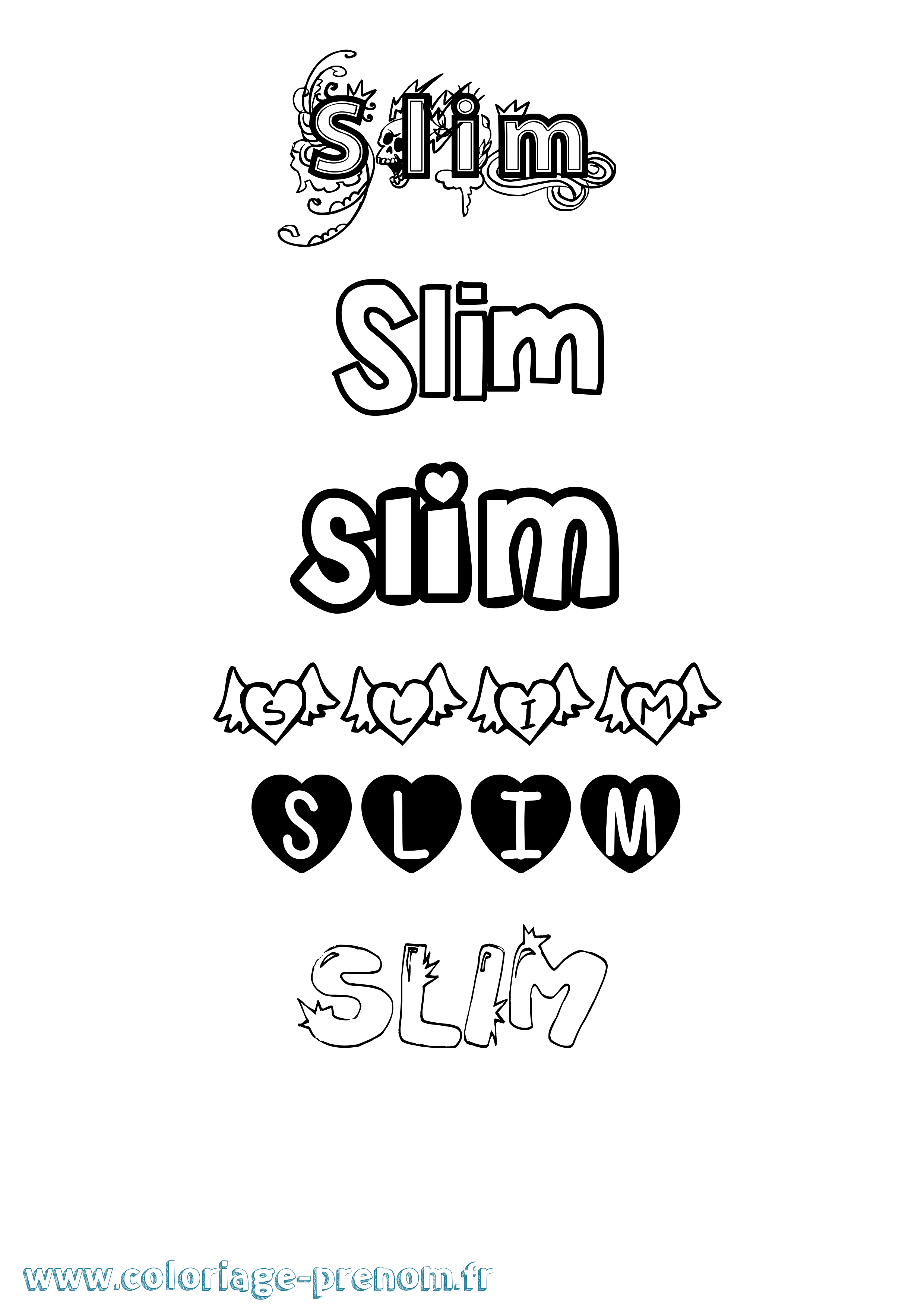 Coloriage Slim Girly Coloriage prénom Slim Girly