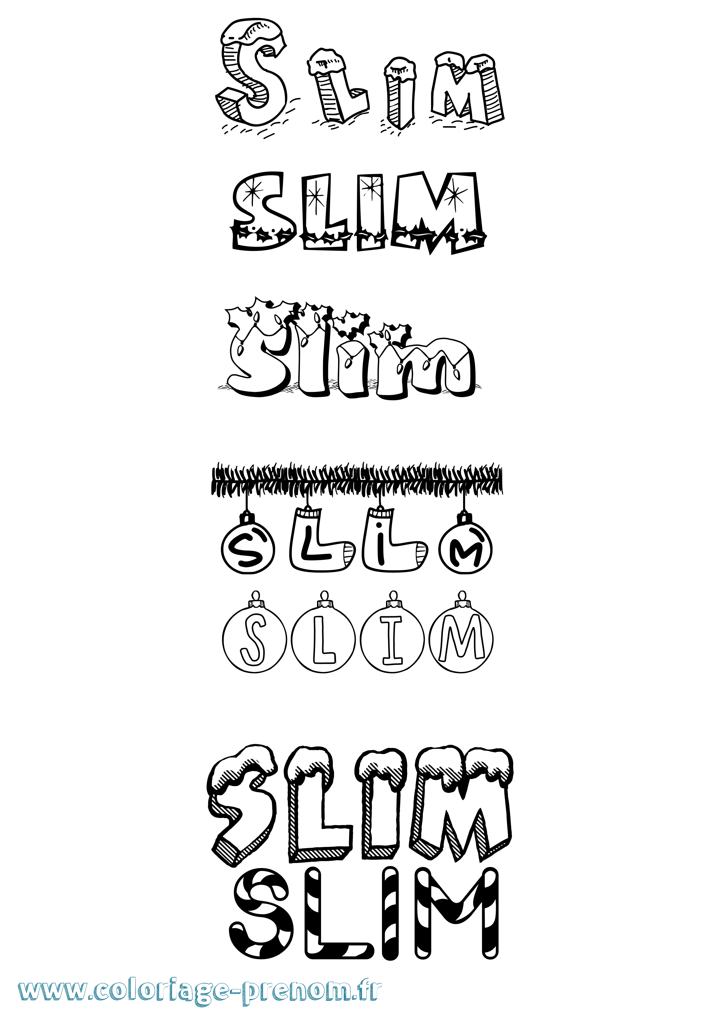 Coloriage Slim Noël Coloriage prénom Slim Noël