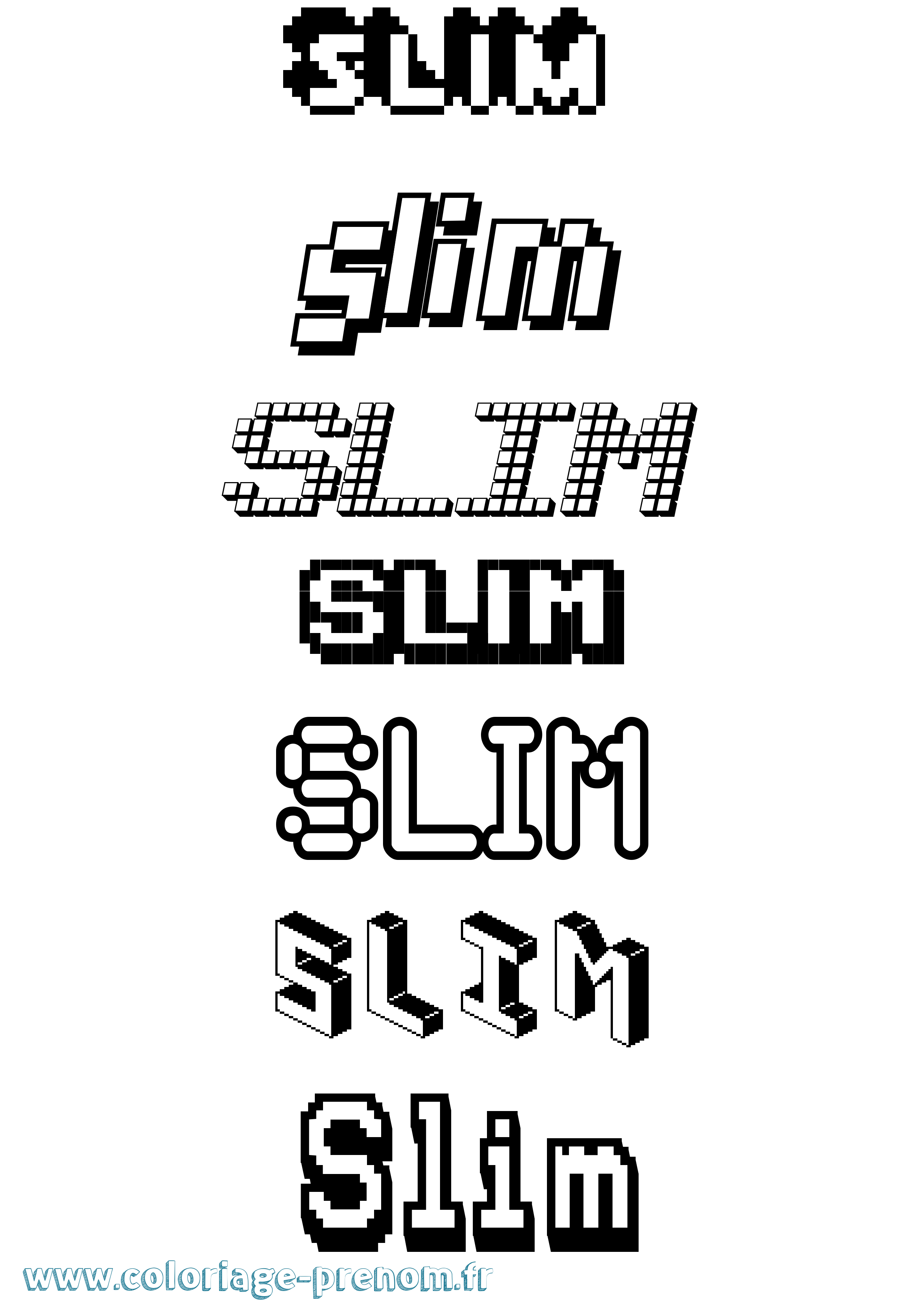 Coloriage Slim Pixel Coloriage prénom Slim Pixel