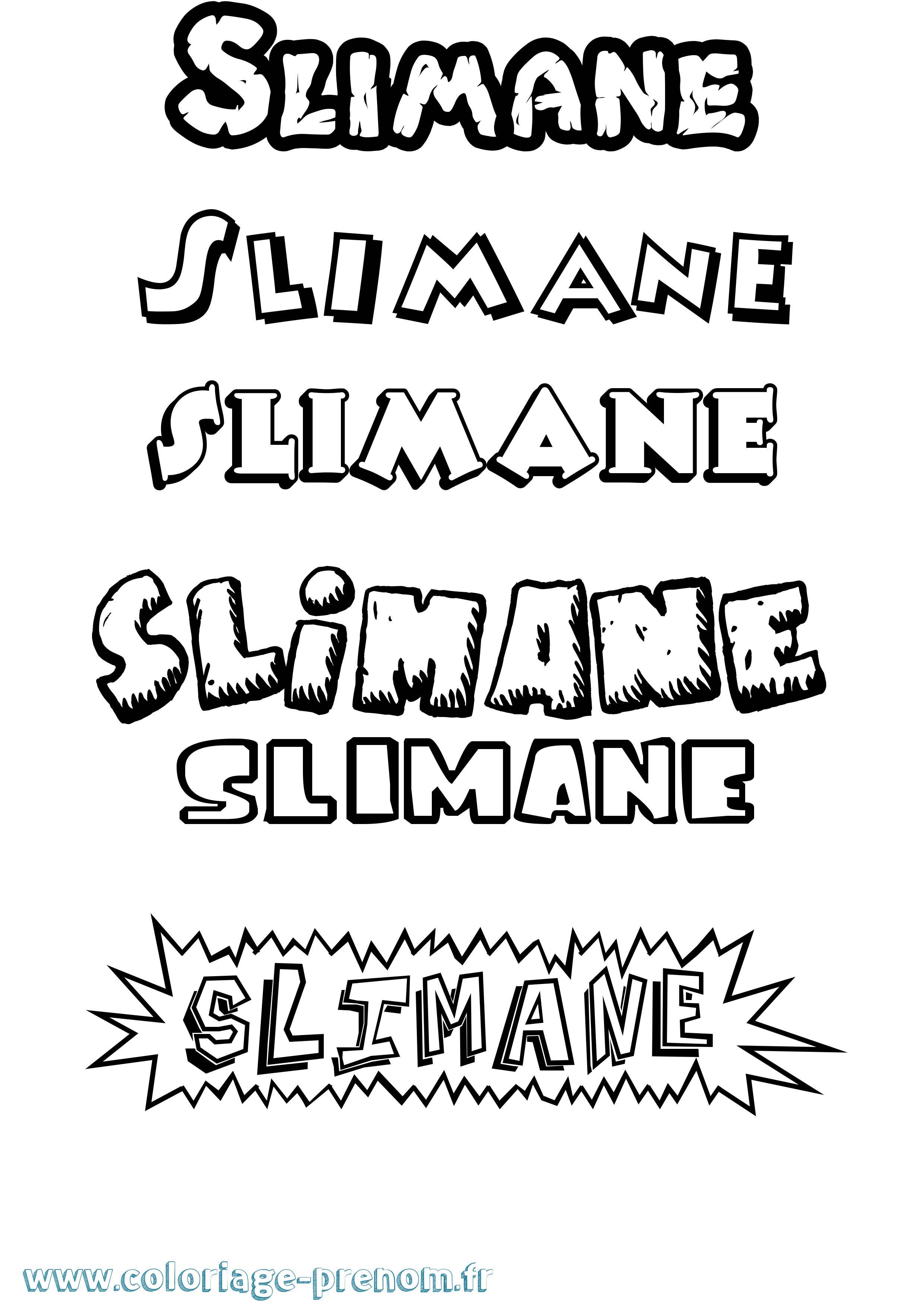 Coloriage Slimane Dessin Animé Coloriage prénom Slimane Dessin Animé