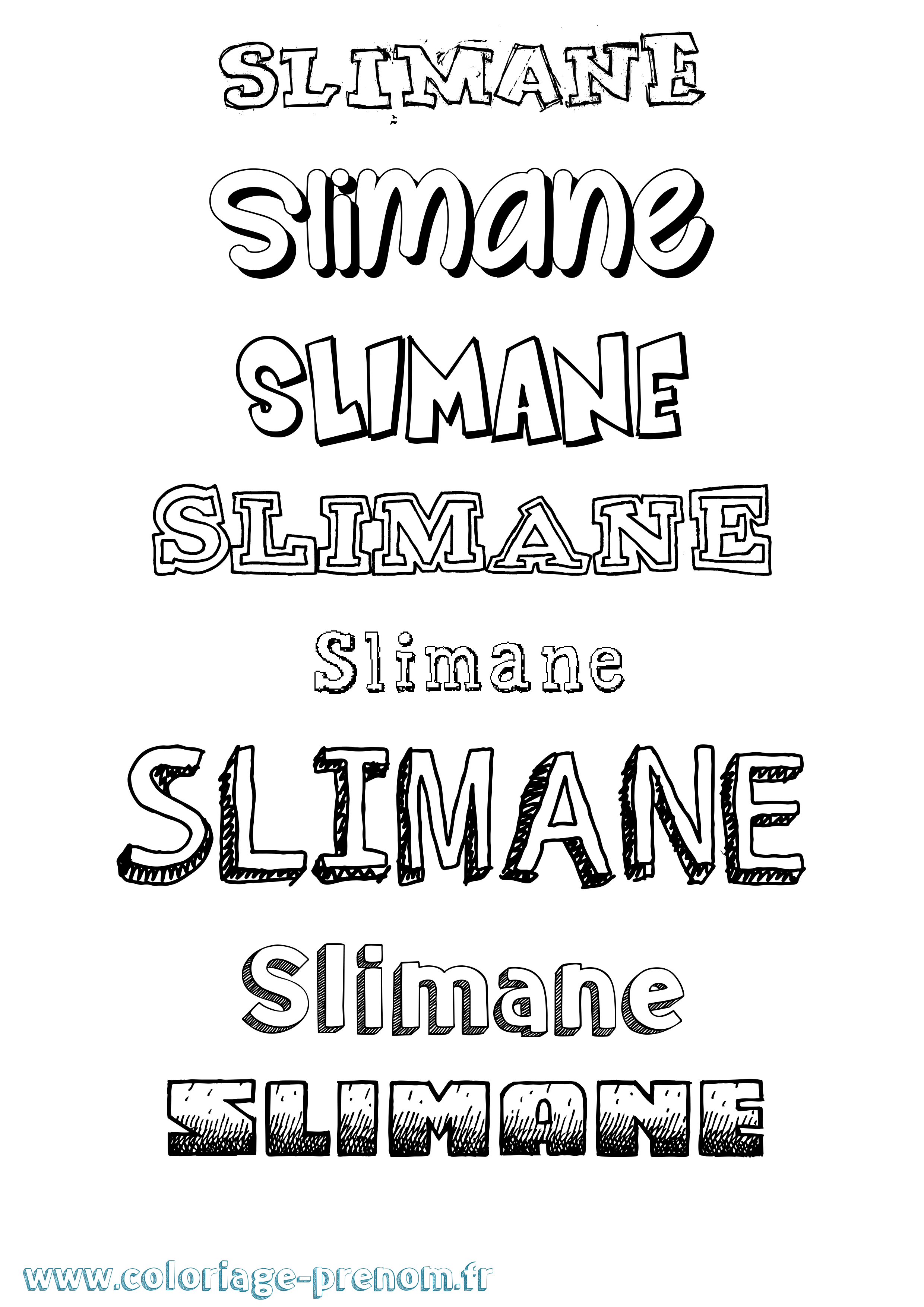 Coloriage Slimane Dessiné Coloriage prénom Slimane Dessiné