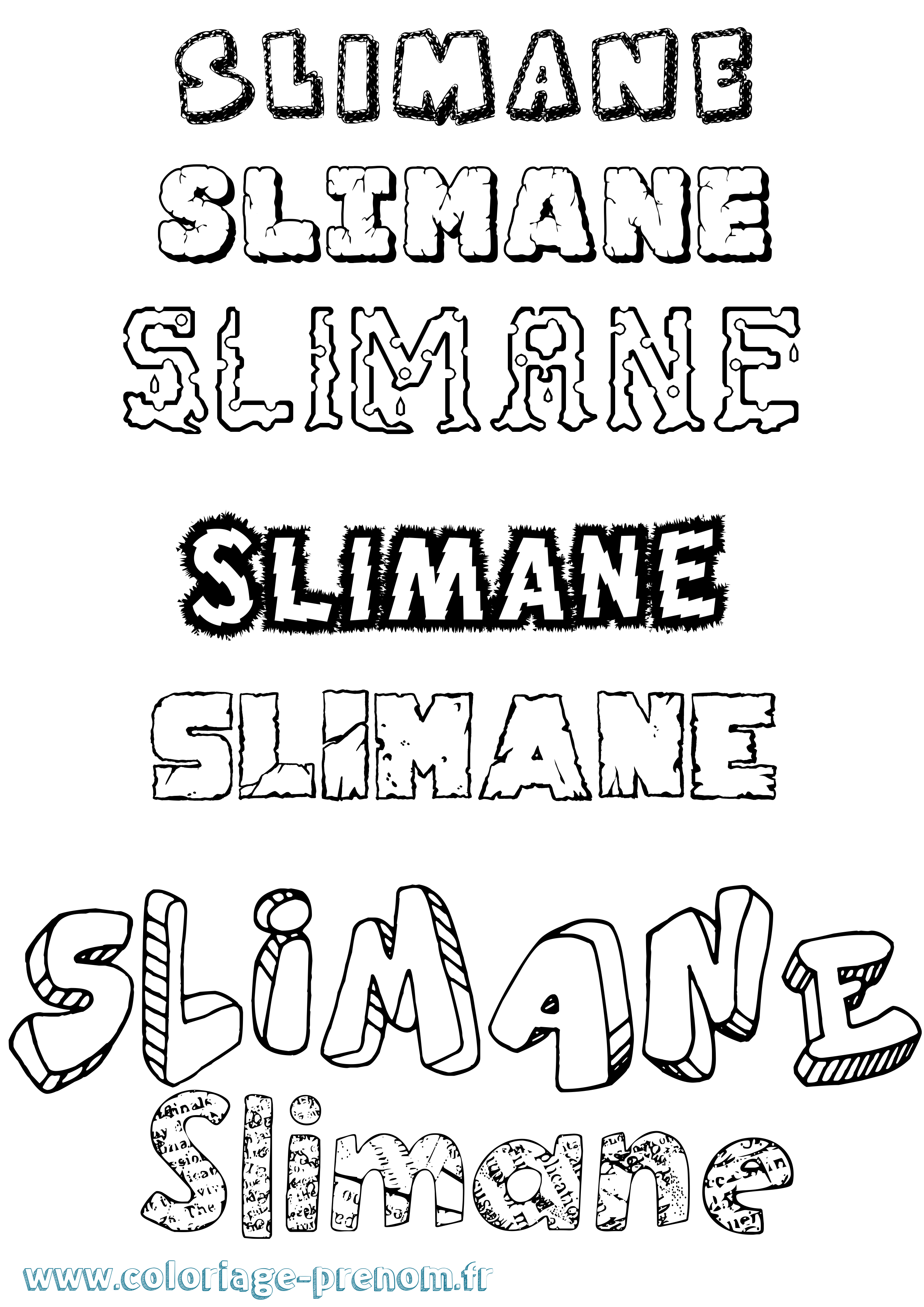Coloriage Slimane Destructuré Coloriage prénom Slimane Destructuré