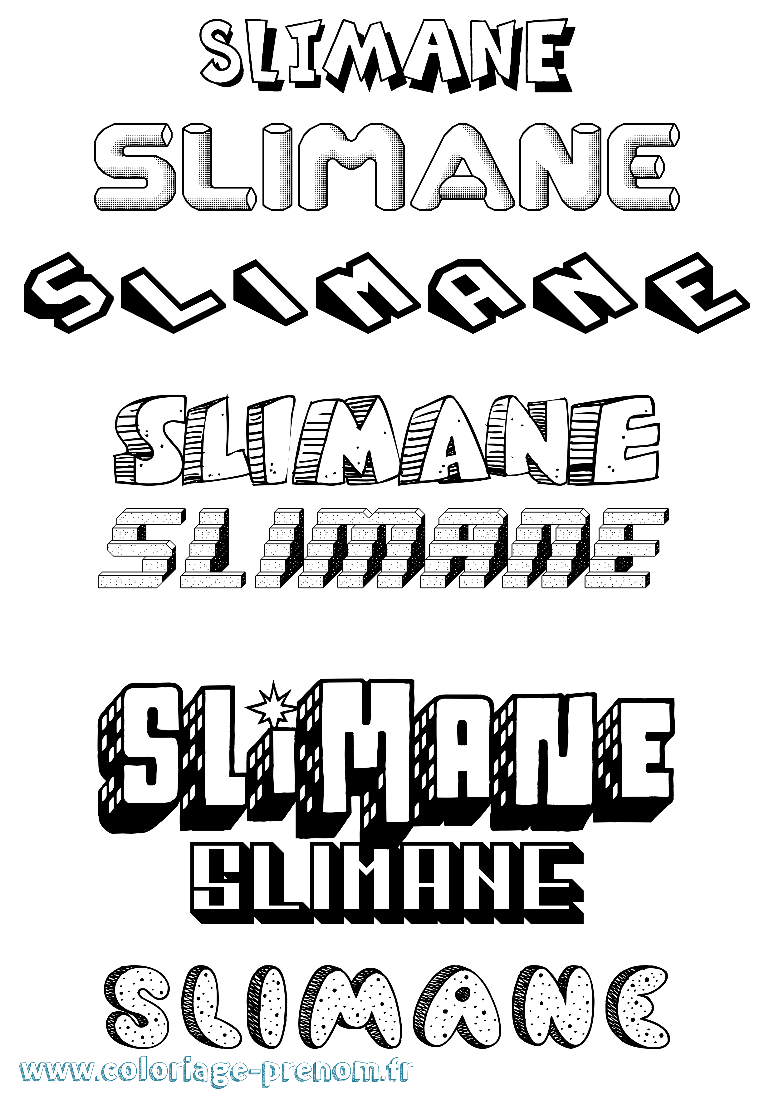 Coloriage Slimane Effet 3D Coloriage prénom Slimane Effet 3D