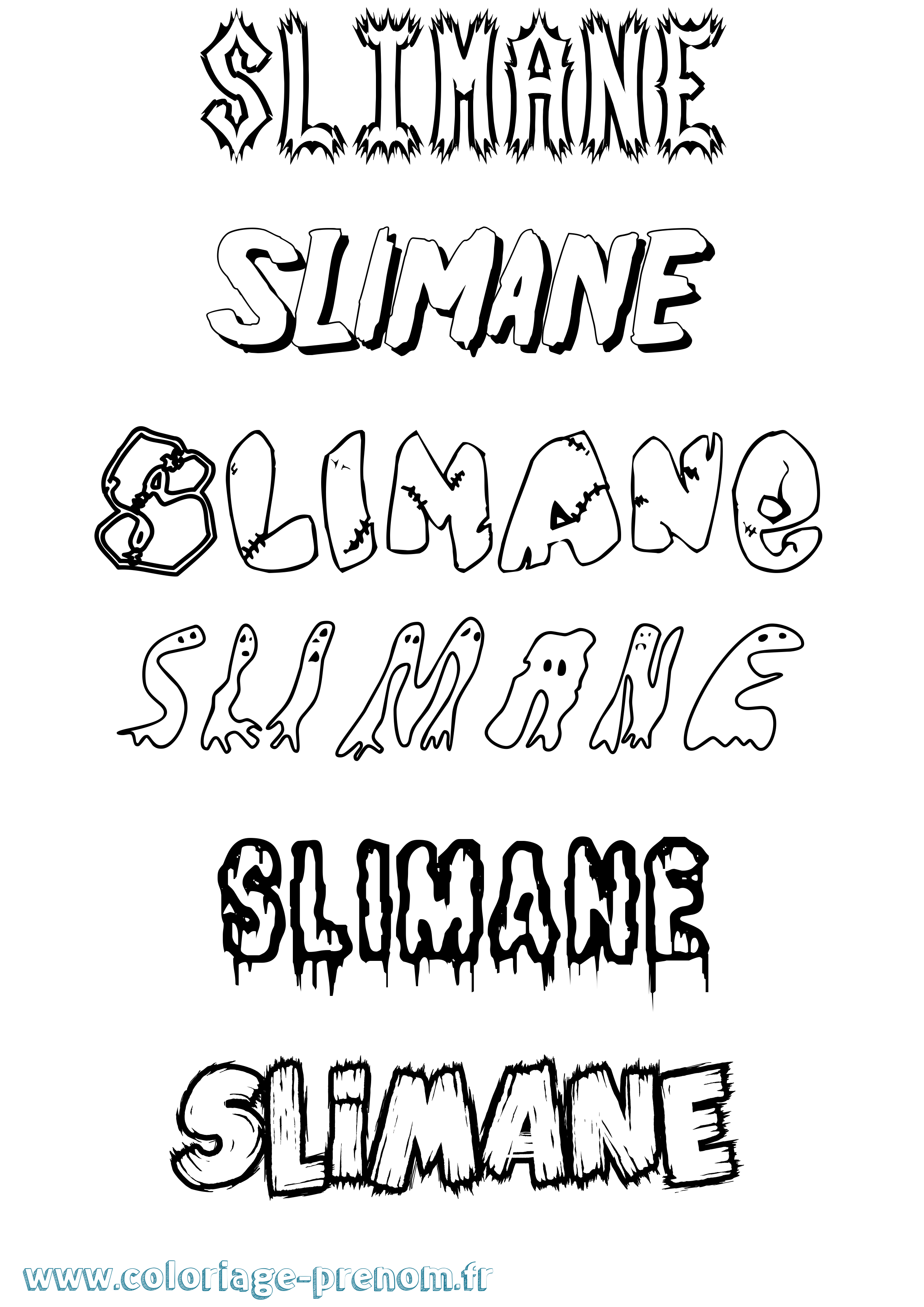 Coloriage Slimane Frisson Coloriage prénom Slimane Frisson