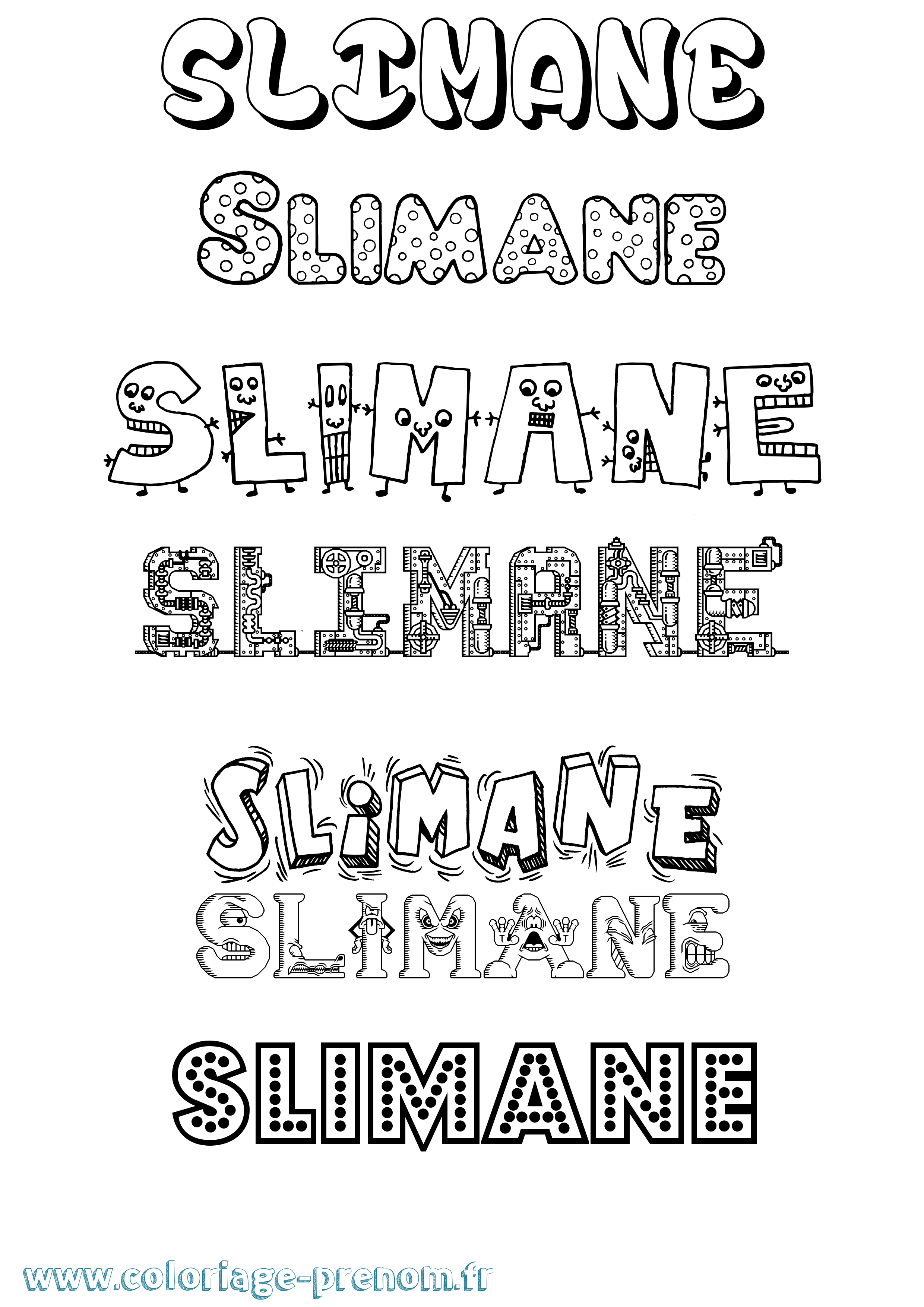 Coloriage Slimane Fun Coloriage prénom Slimane Fun