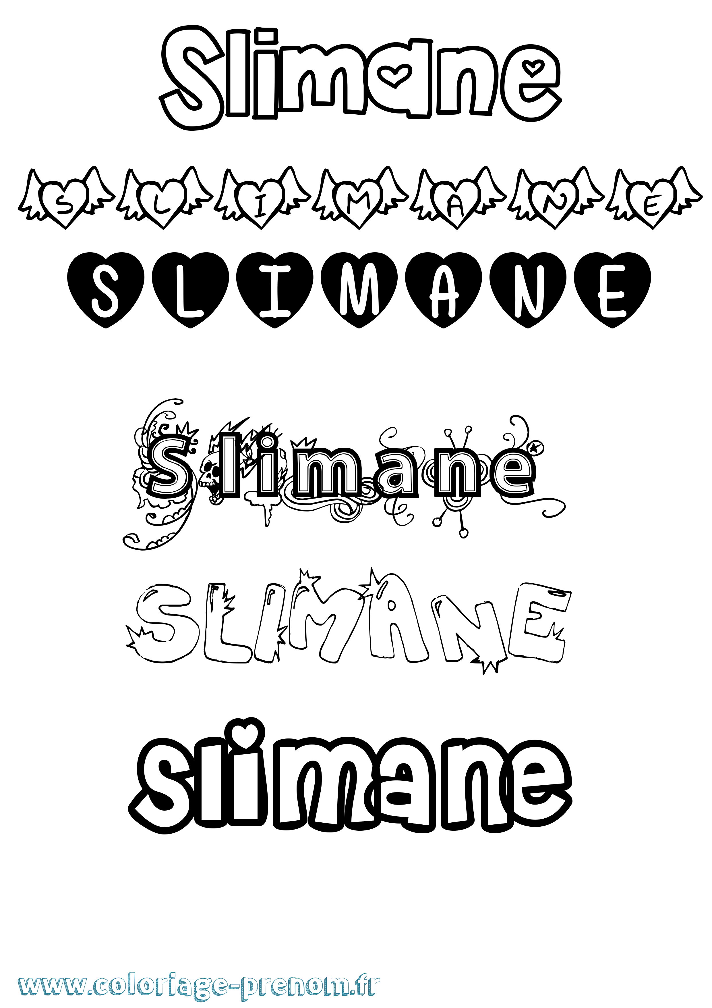 Coloriage Slimane Girly Coloriage prénom Slimane Girly