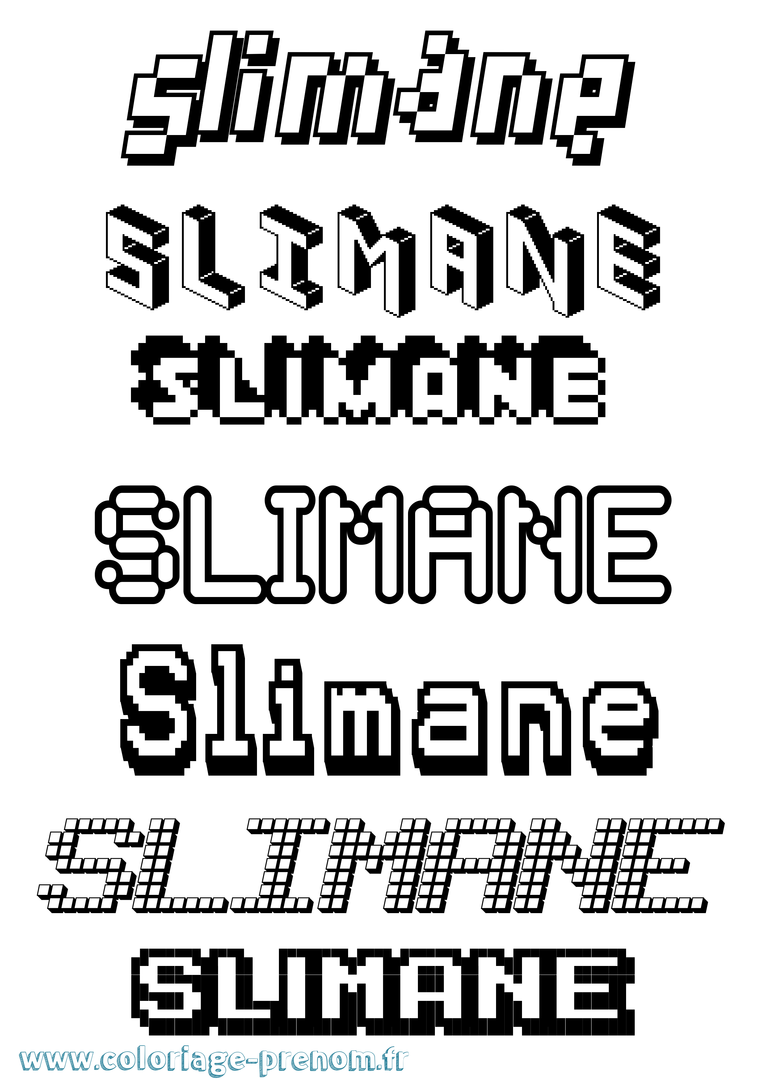 Coloriage Slimane Pixel Coloriage prénom Slimane Pixel