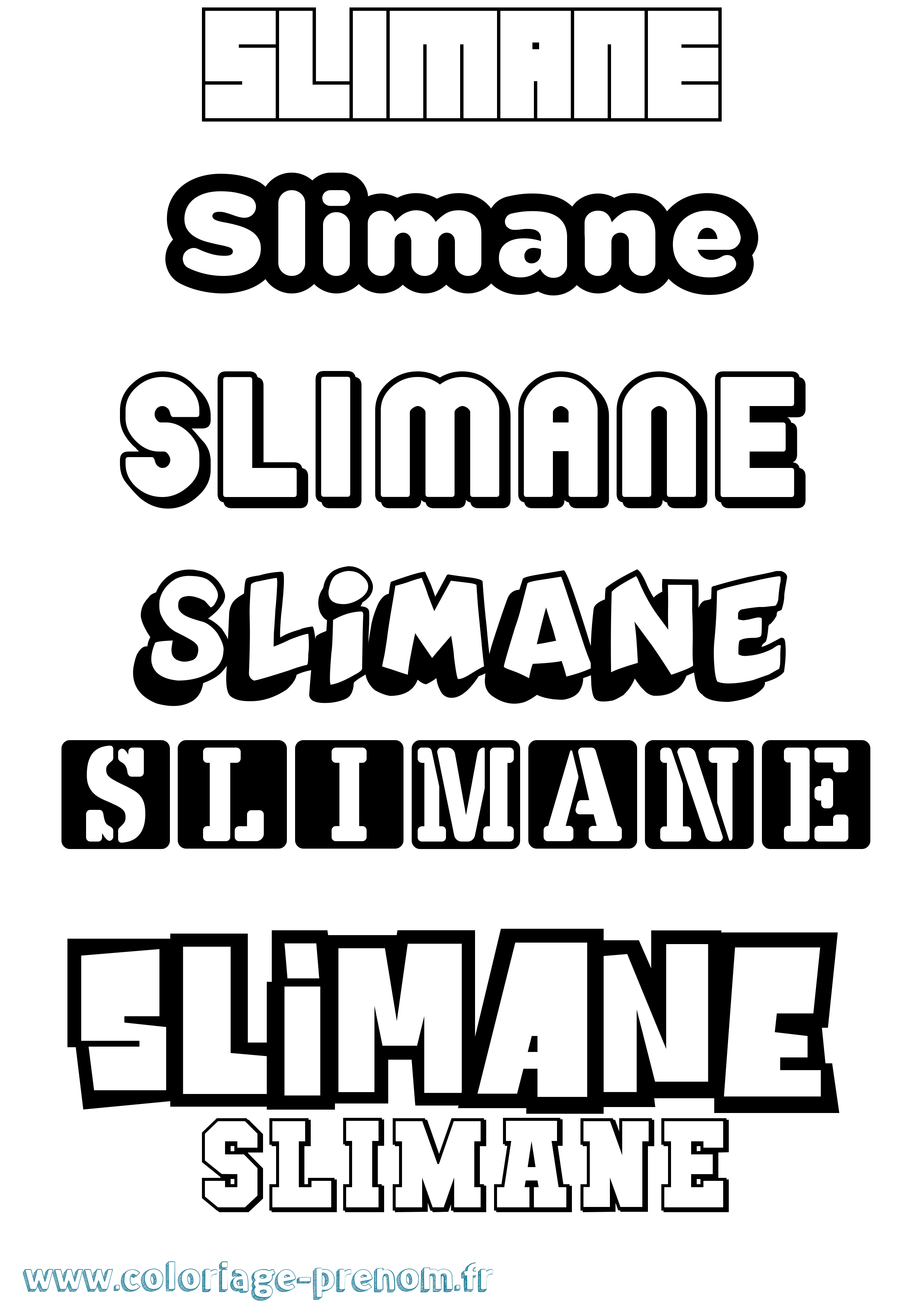 Coloriage Slimane Simple Coloriage prénom Slimane Simple