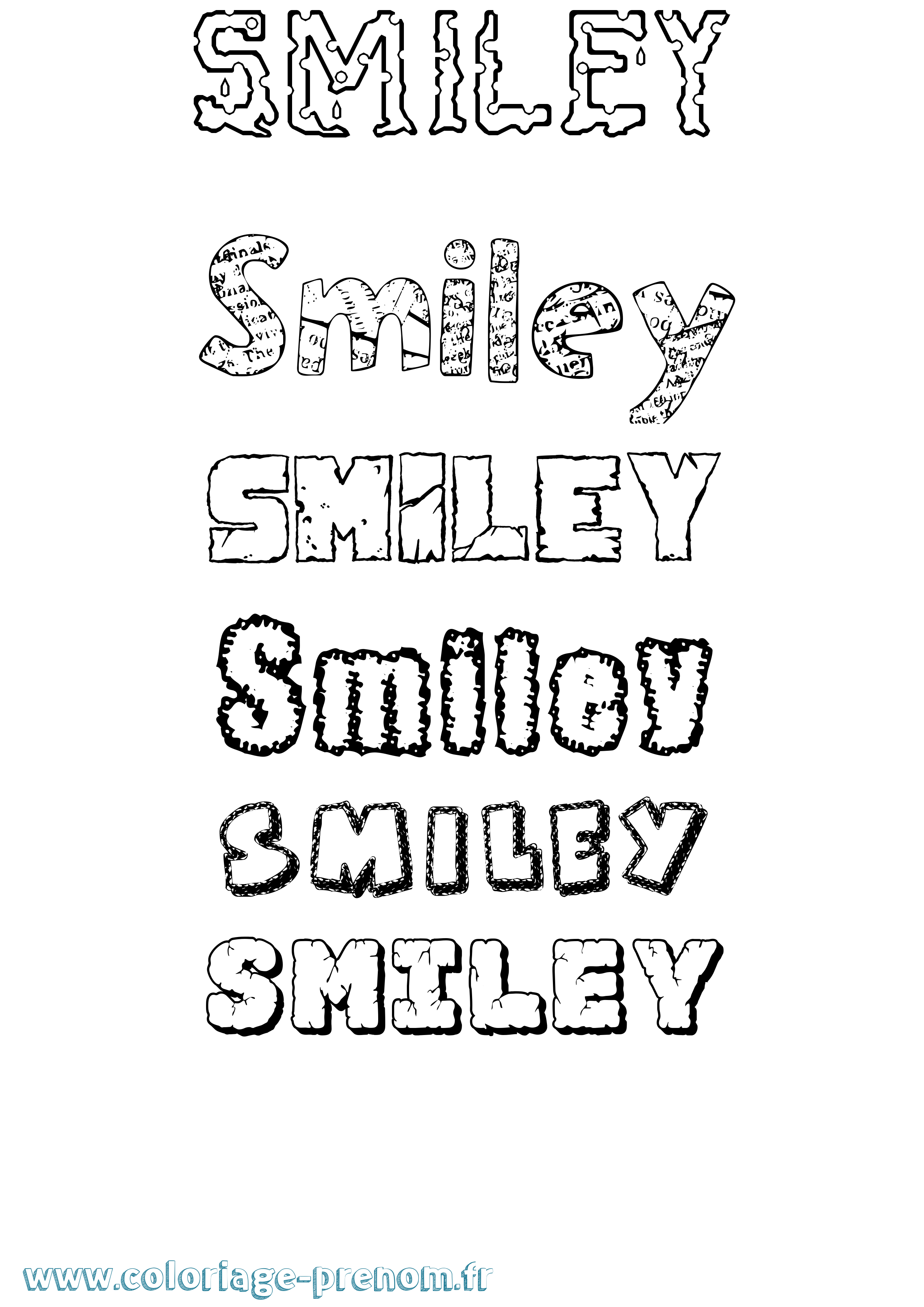Coloriage Smiley Destructuré Coloriage prénom Smiley Destructuré