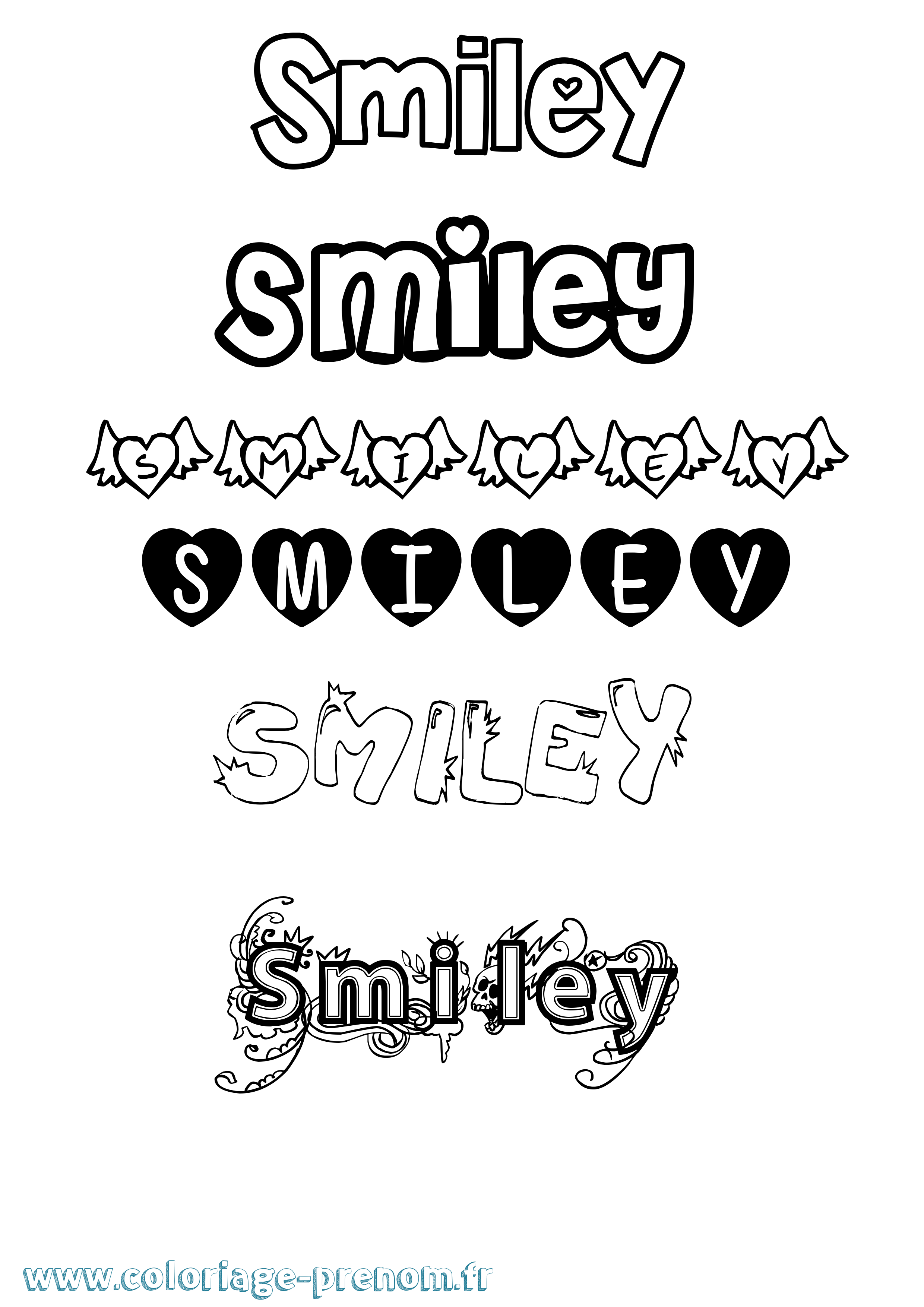 Coloriage Smiley Girly Coloriage prénom Smiley Girly