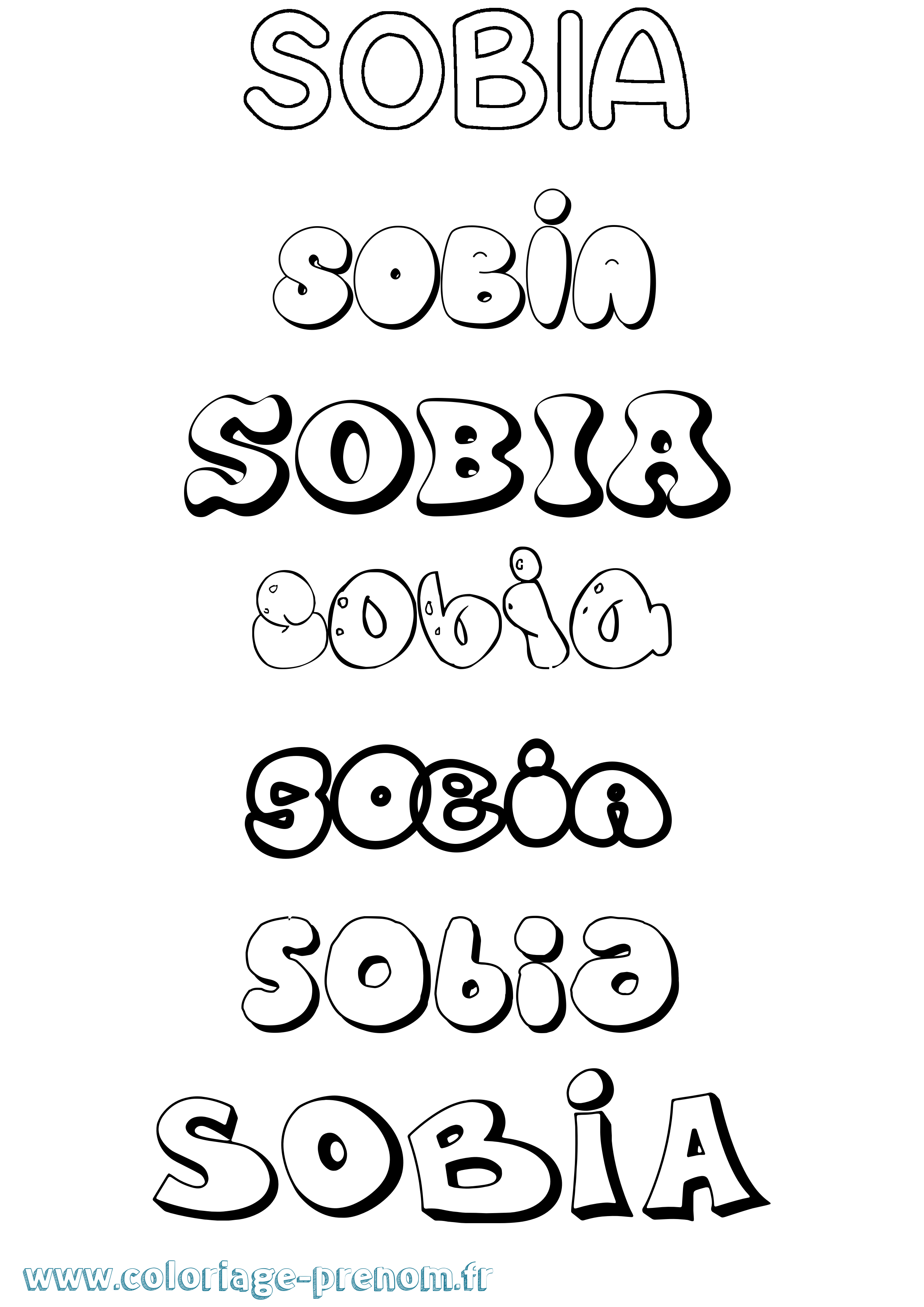 Coloriage prénom Sobia Bubble