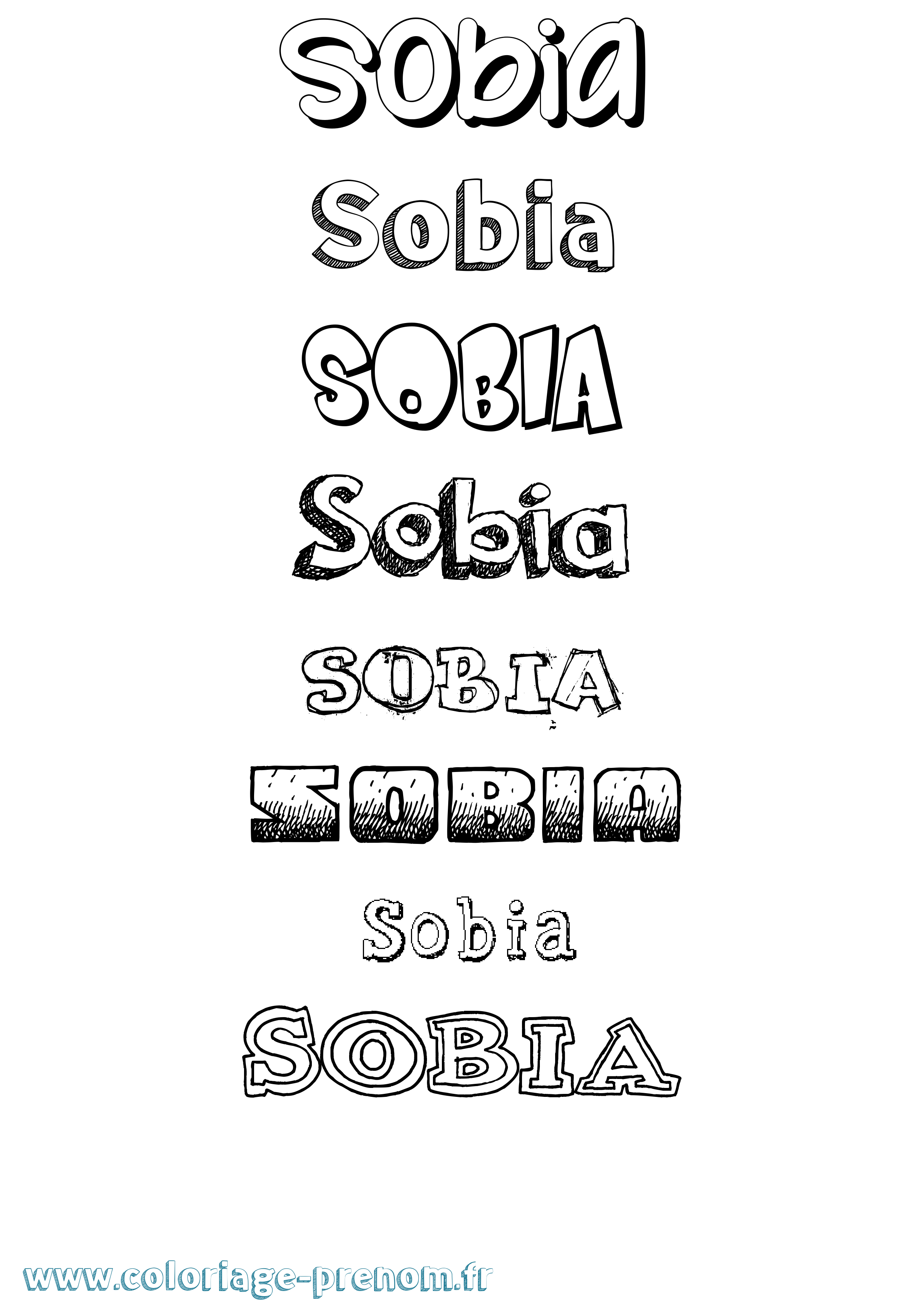 Coloriage prénom Sobia Dessiné