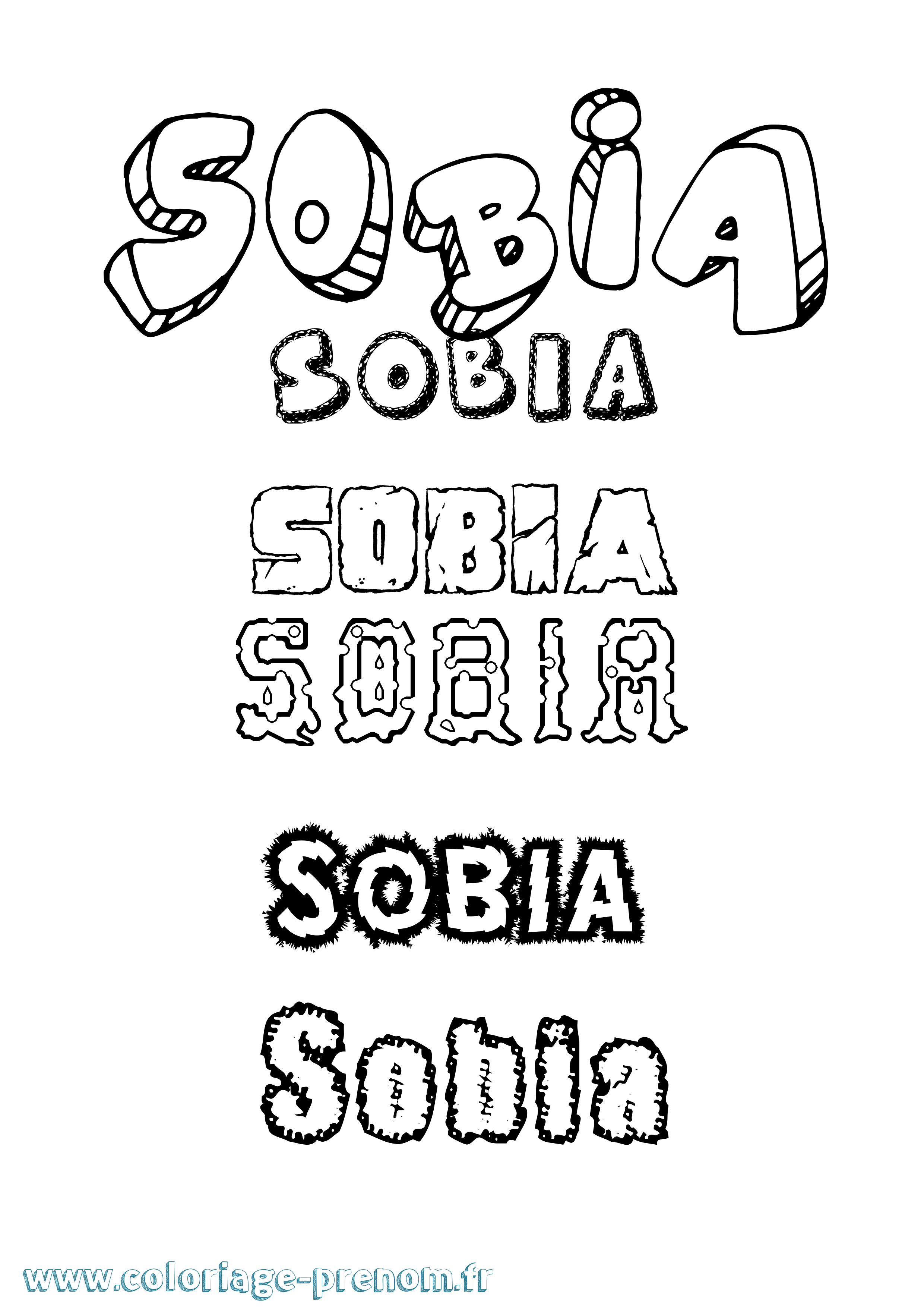 Coloriage prénom Sobia Destructuré