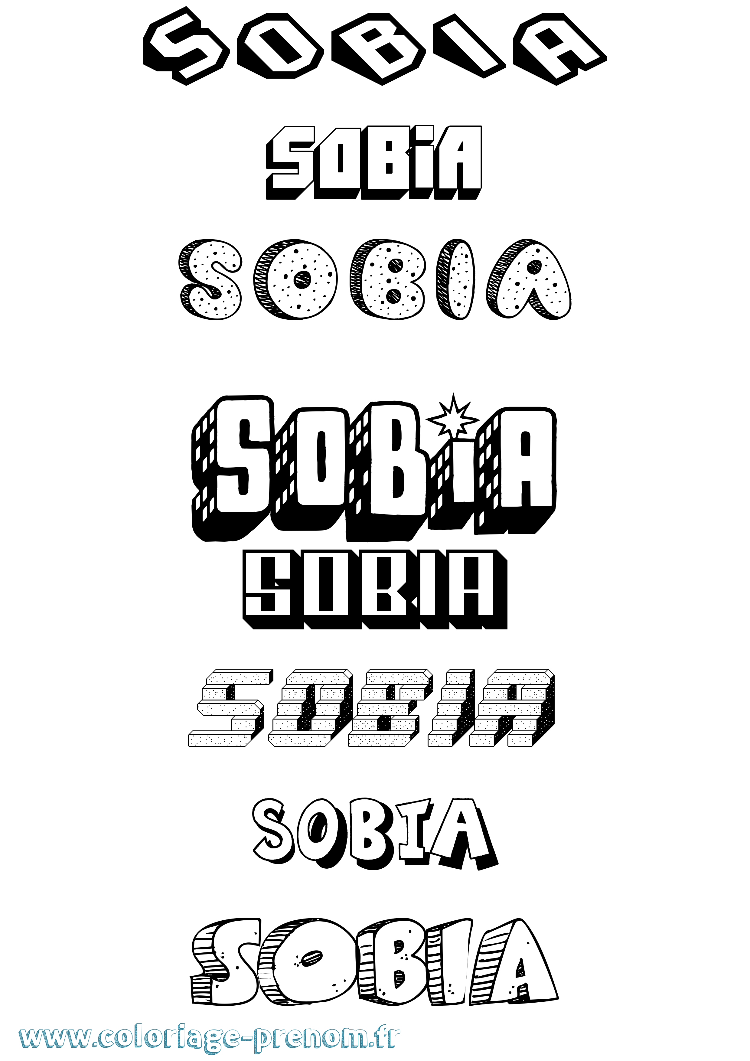 Coloriage prénom Sobia Effet 3D