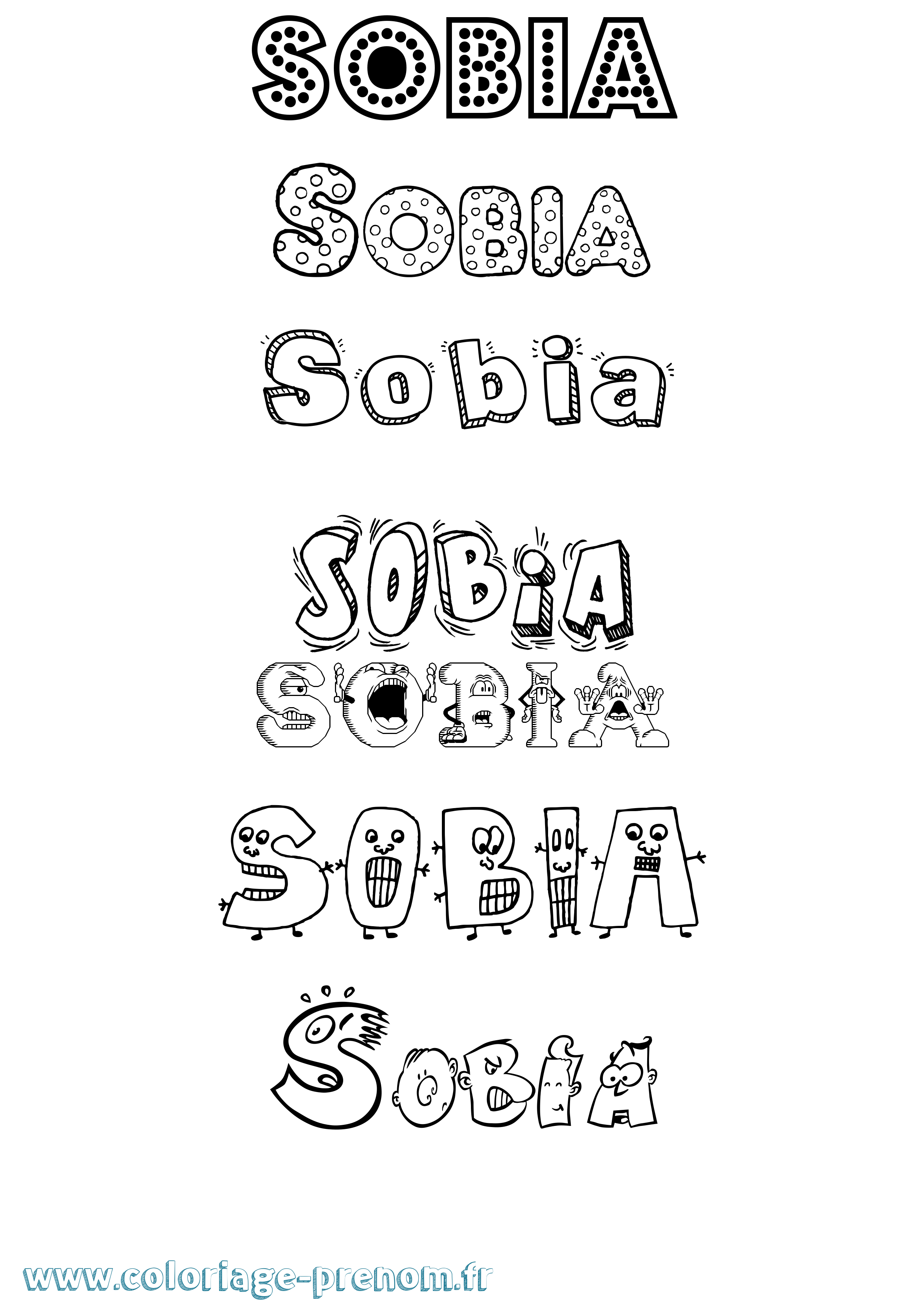 Coloriage prénom Sobia Fun
