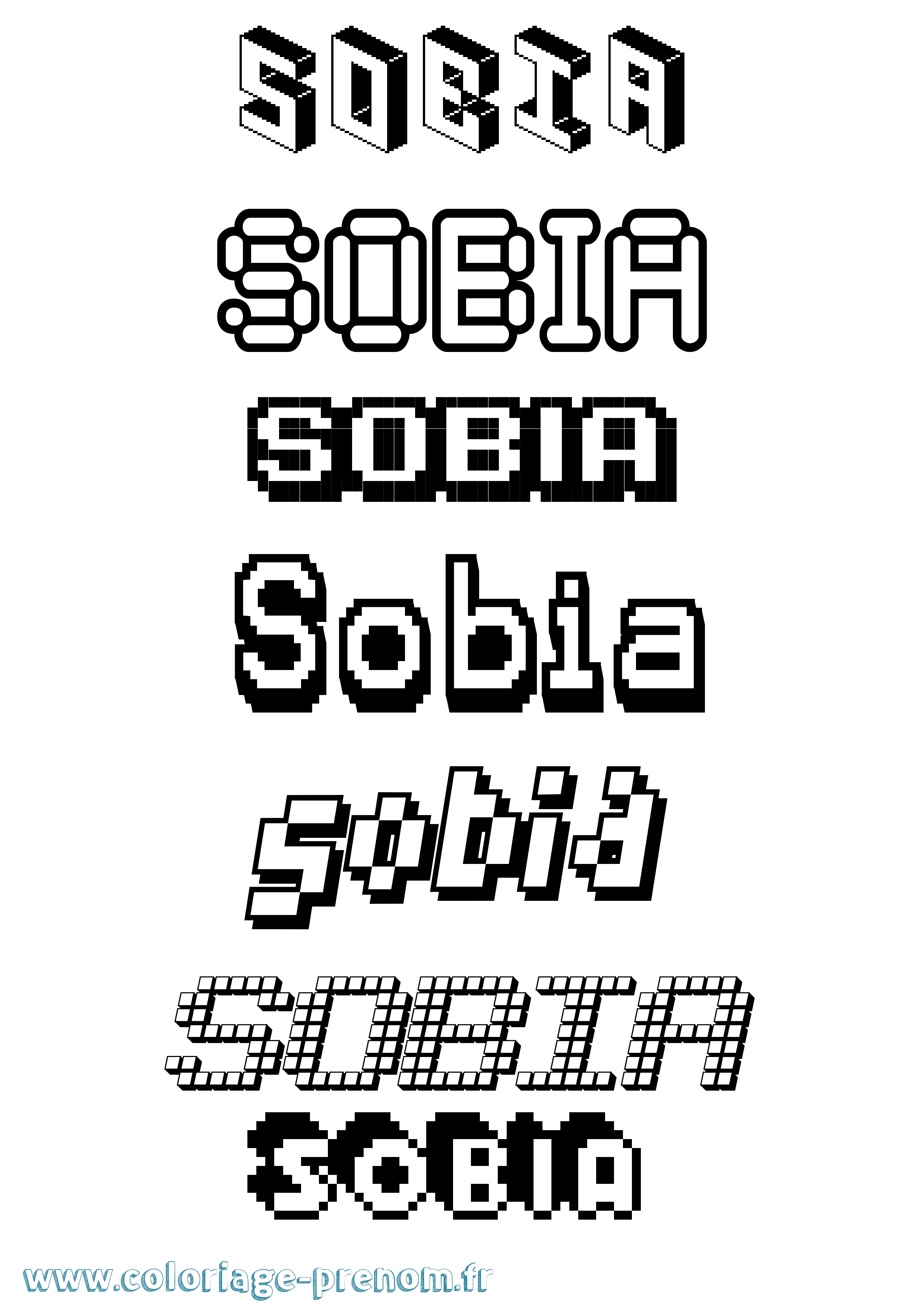 Coloriage prénom Sobia Pixel