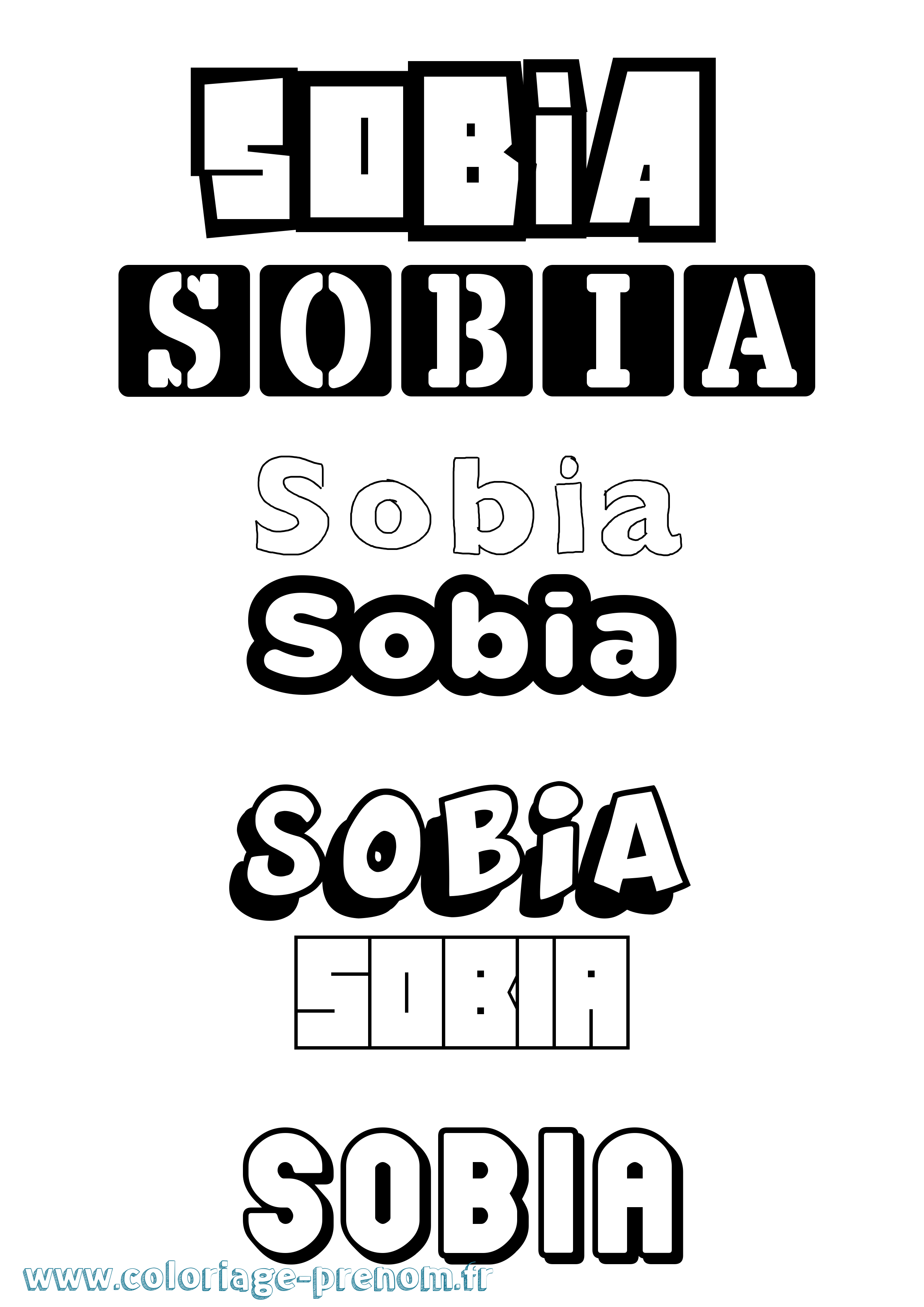 Coloriage prénom Sobia Simple