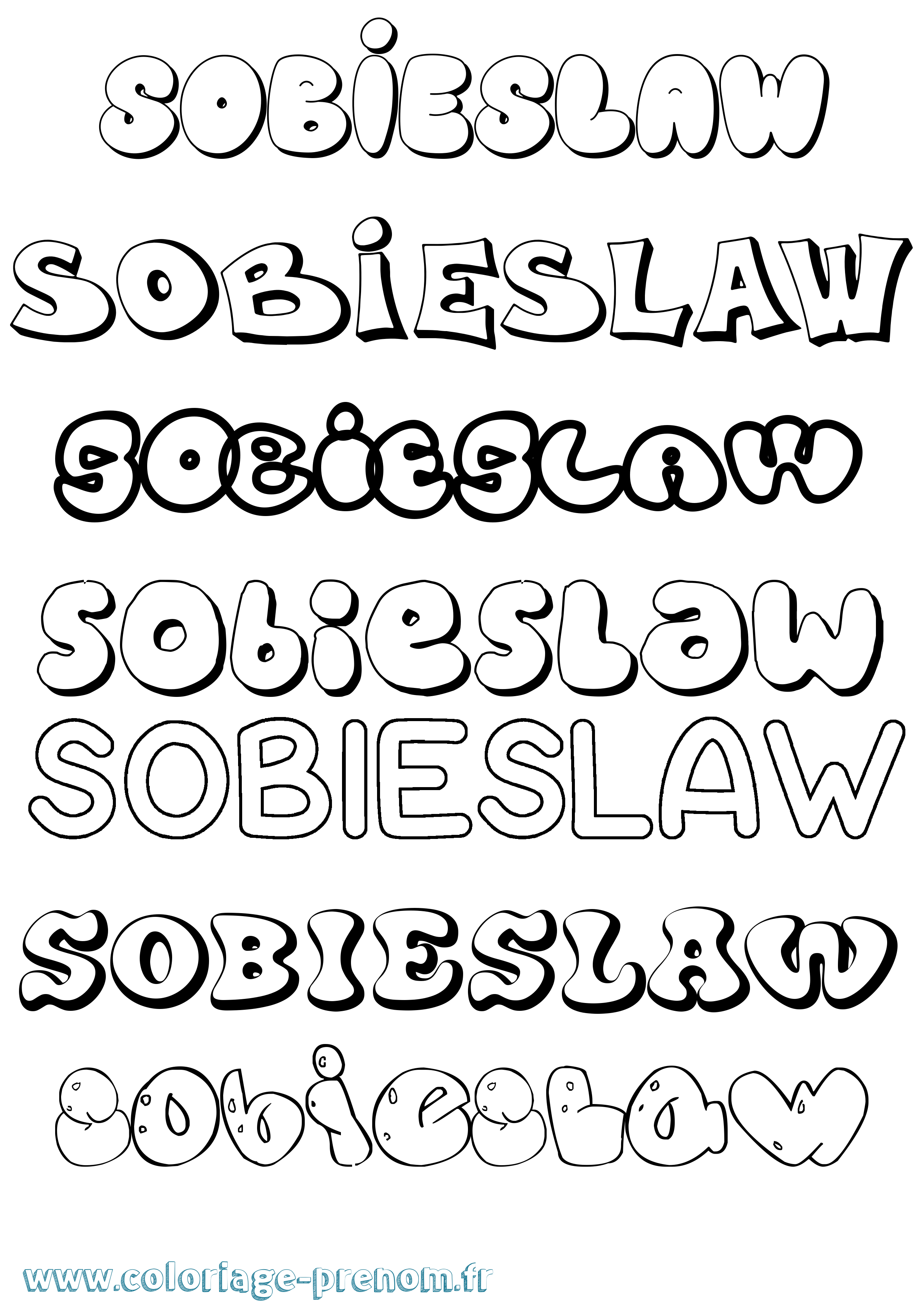 Coloriage prénom Sobieslaw Bubble