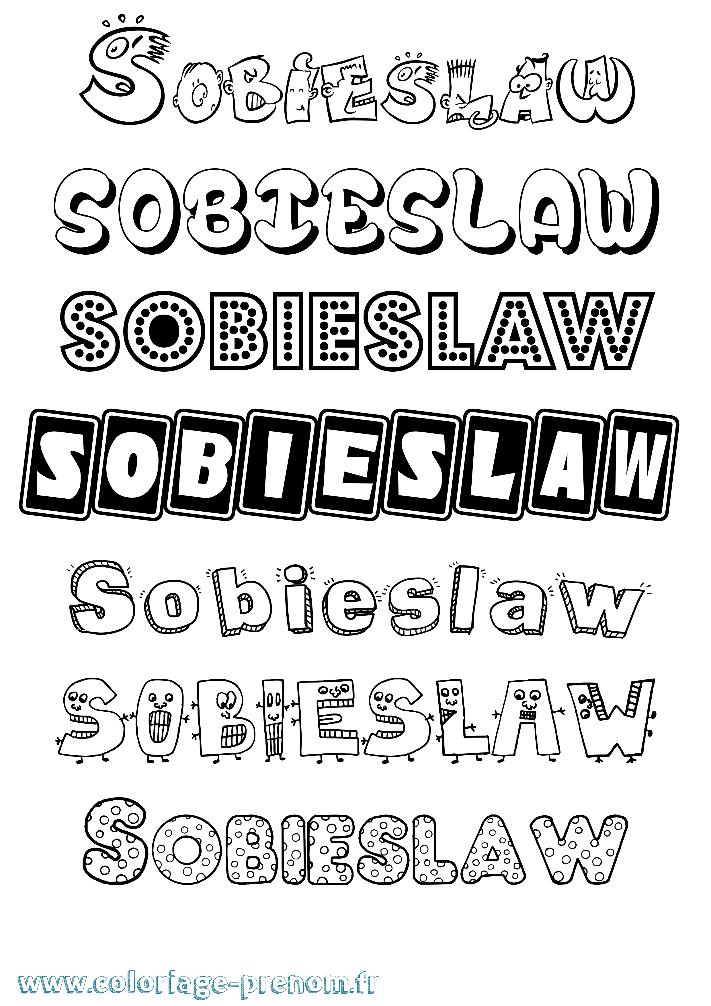 Coloriage prénom Sobieslaw Fun