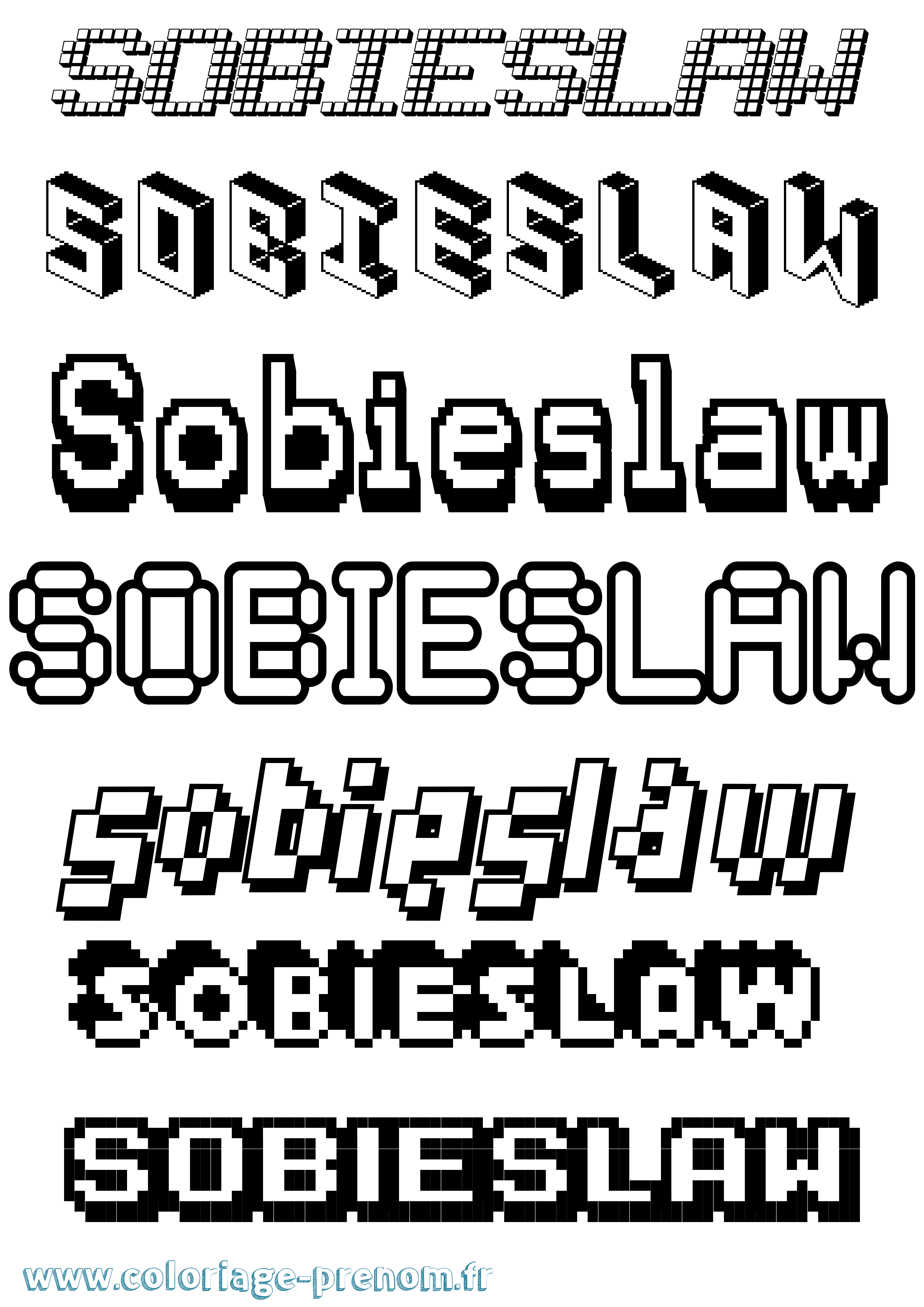 Coloriage prénom Sobieslaw Pixel