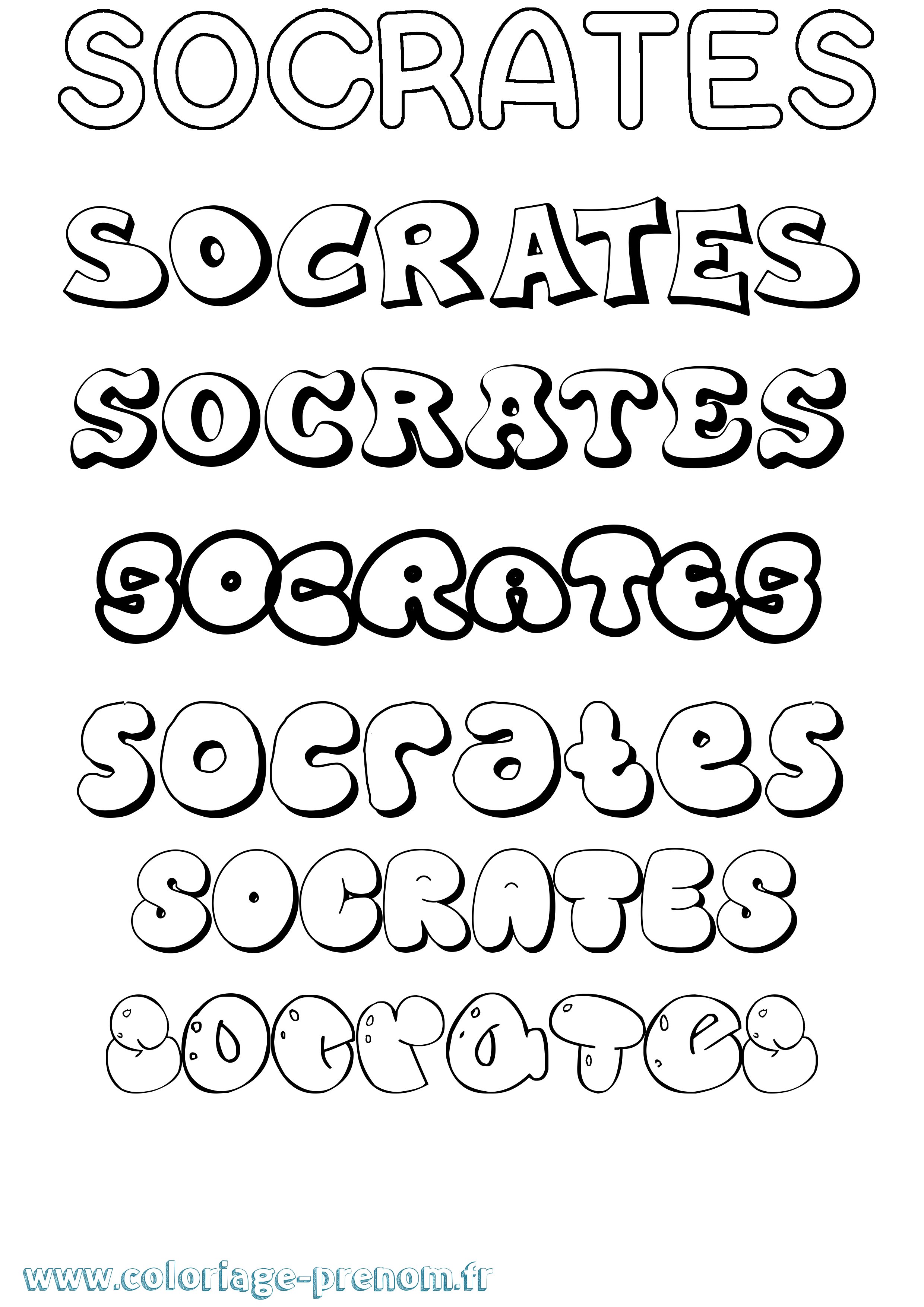Coloriage prénom Socrates Bubble