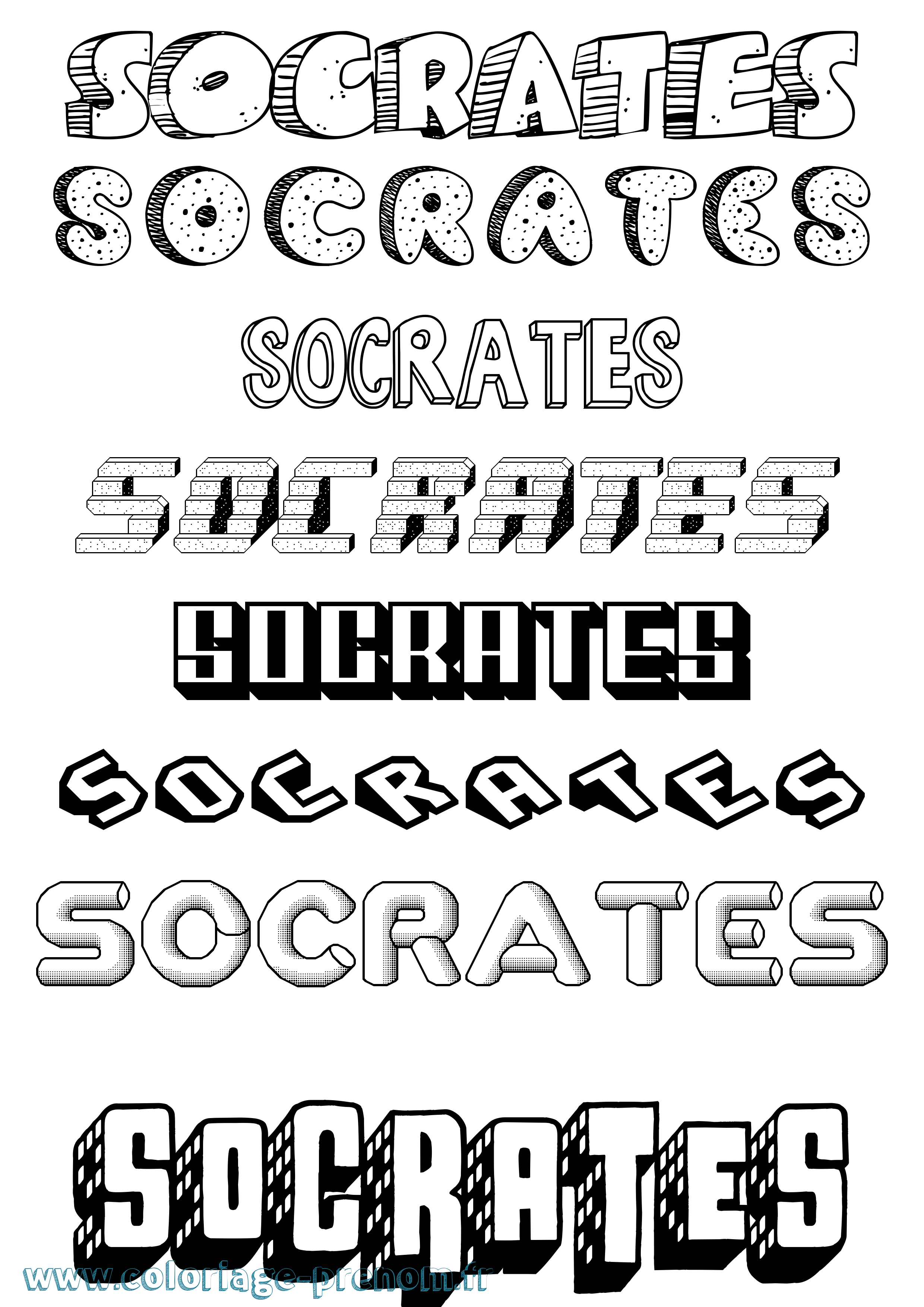 Coloriage prénom Socrates Effet 3D