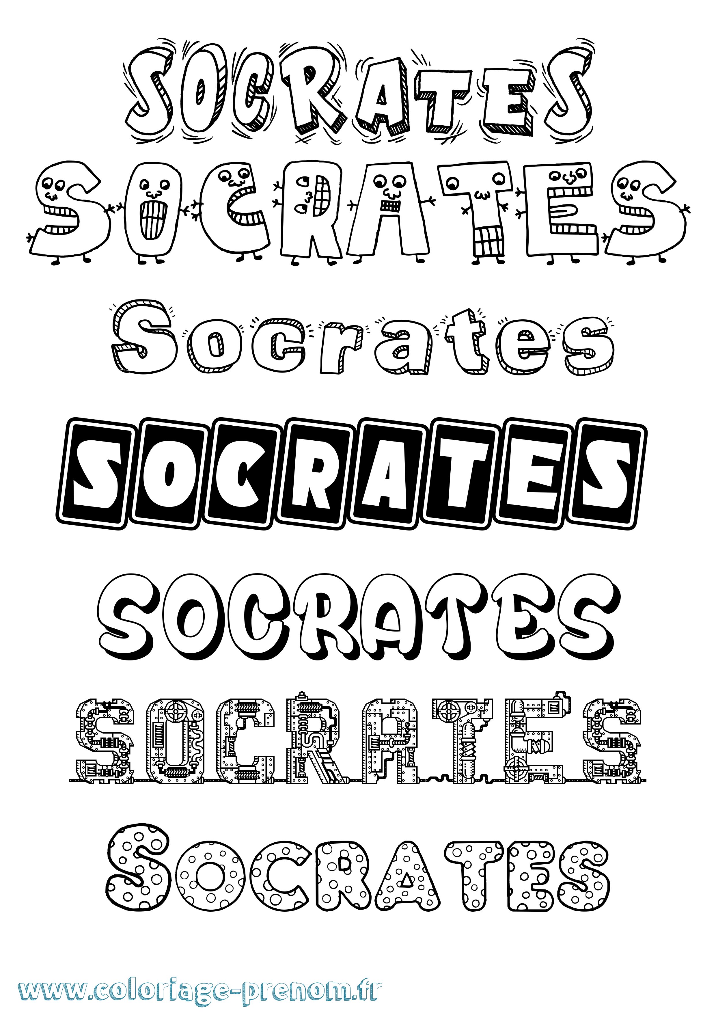 Coloriage prénom Socrates Fun
