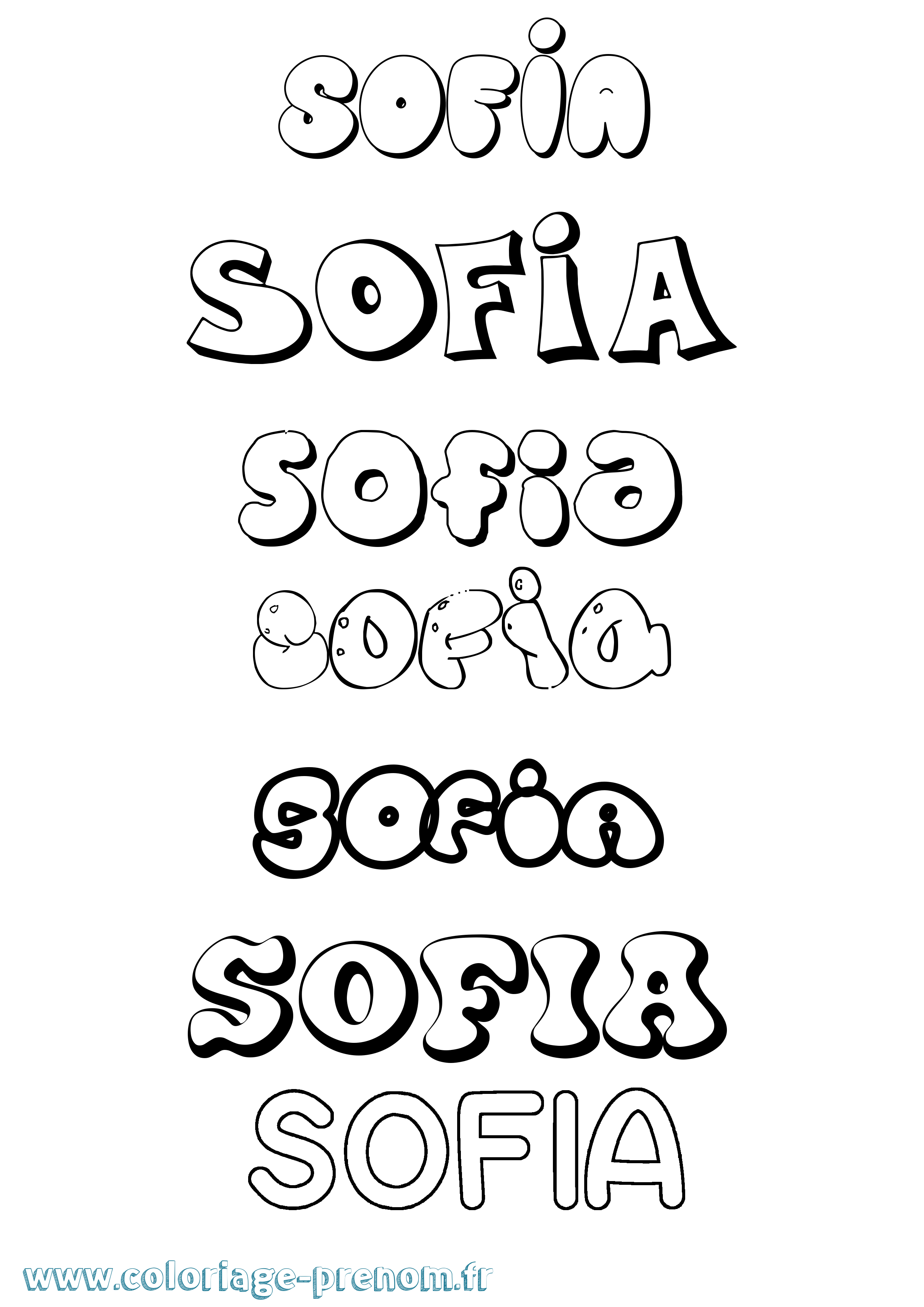 Coloriage prénom Sofia Bubble