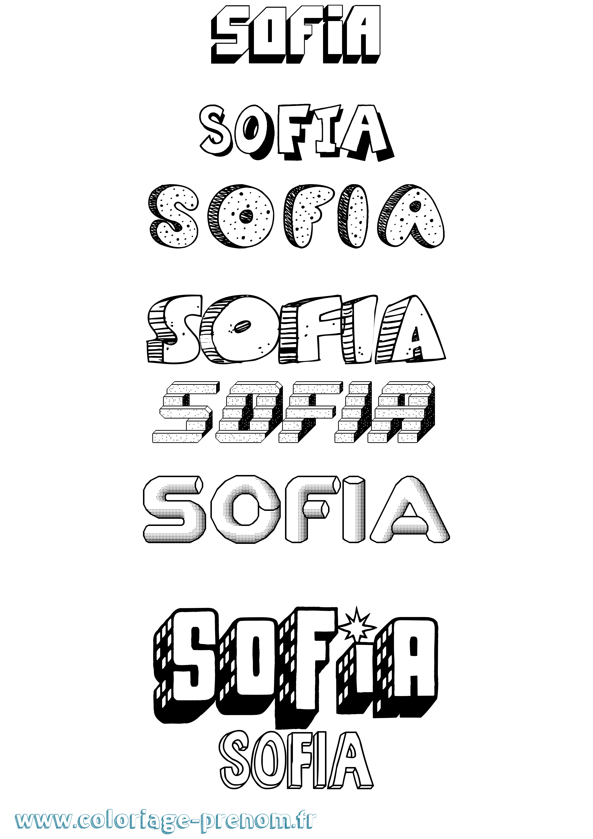 Coloriage prénom Sofia Effet 3D