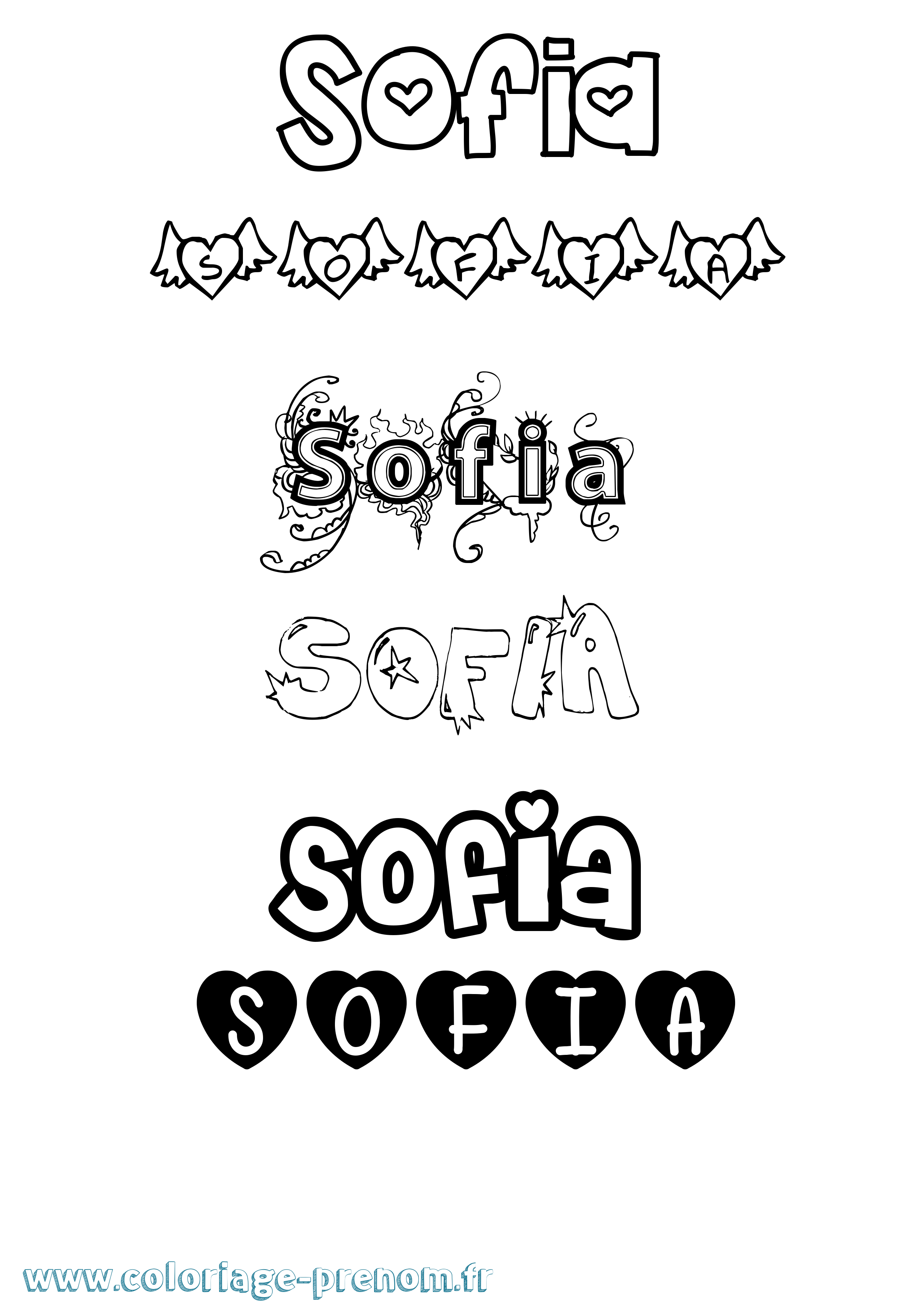 Coloriage prénom Sofia Girly