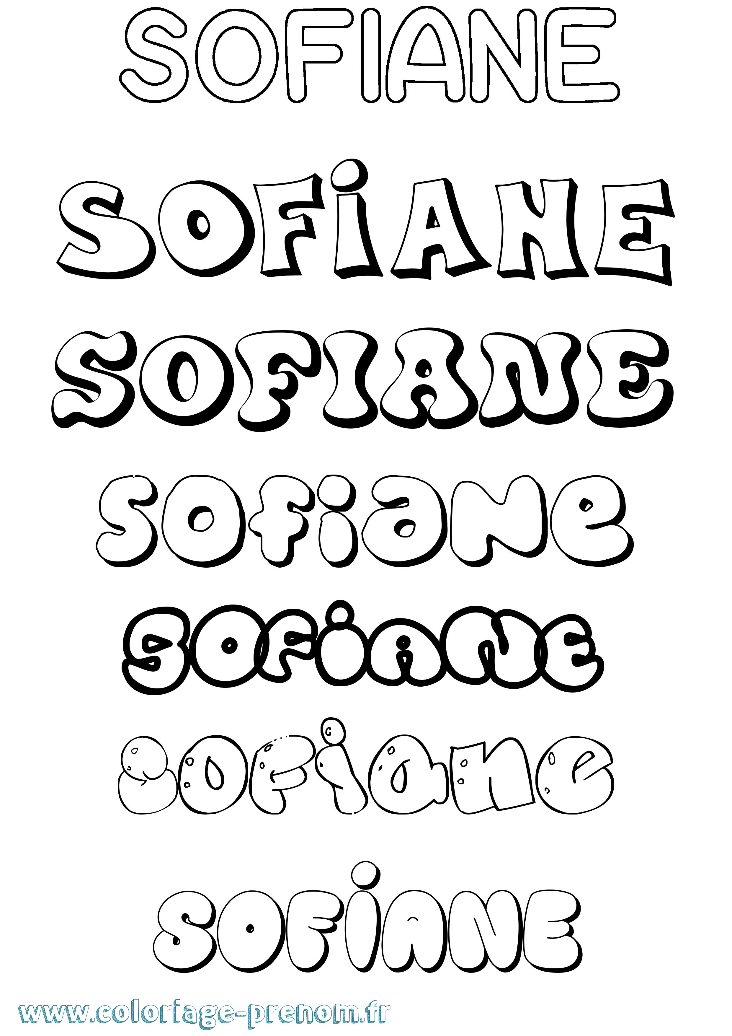 Coloriage prénom Sofiane Bubble