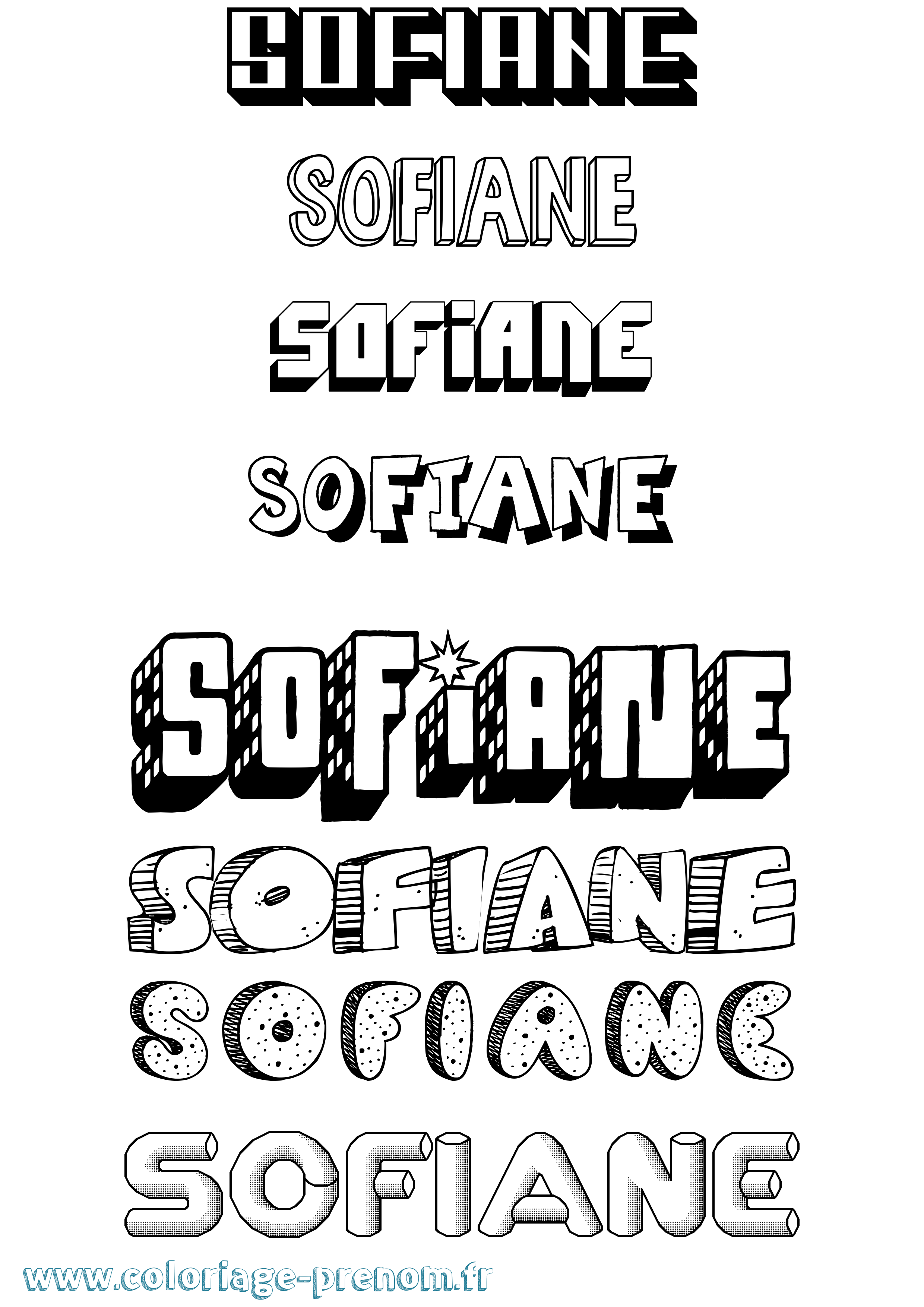 Coloriage prénom Sofiane Effet 3D