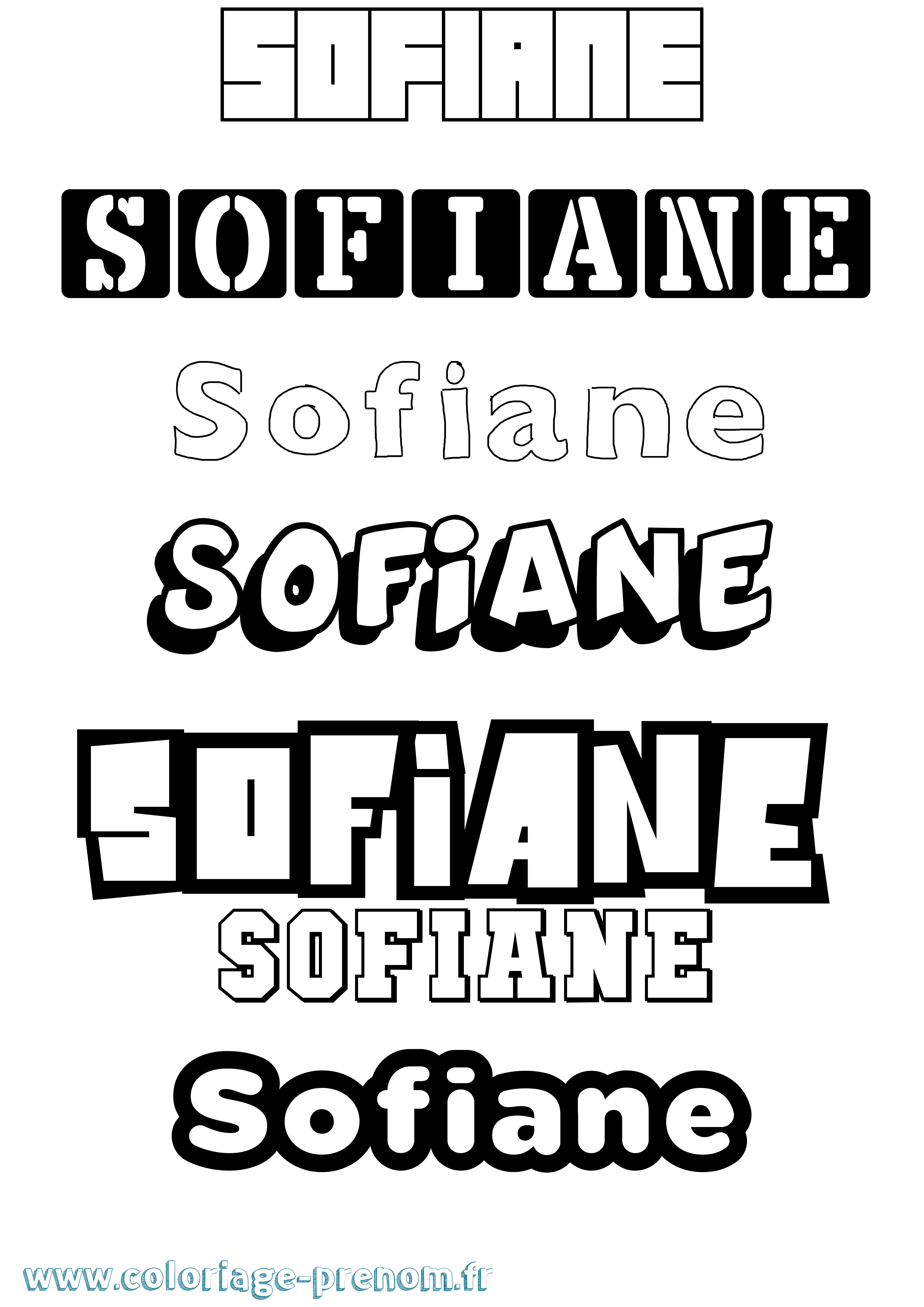 Coloriage prénom Sofiane Simple
