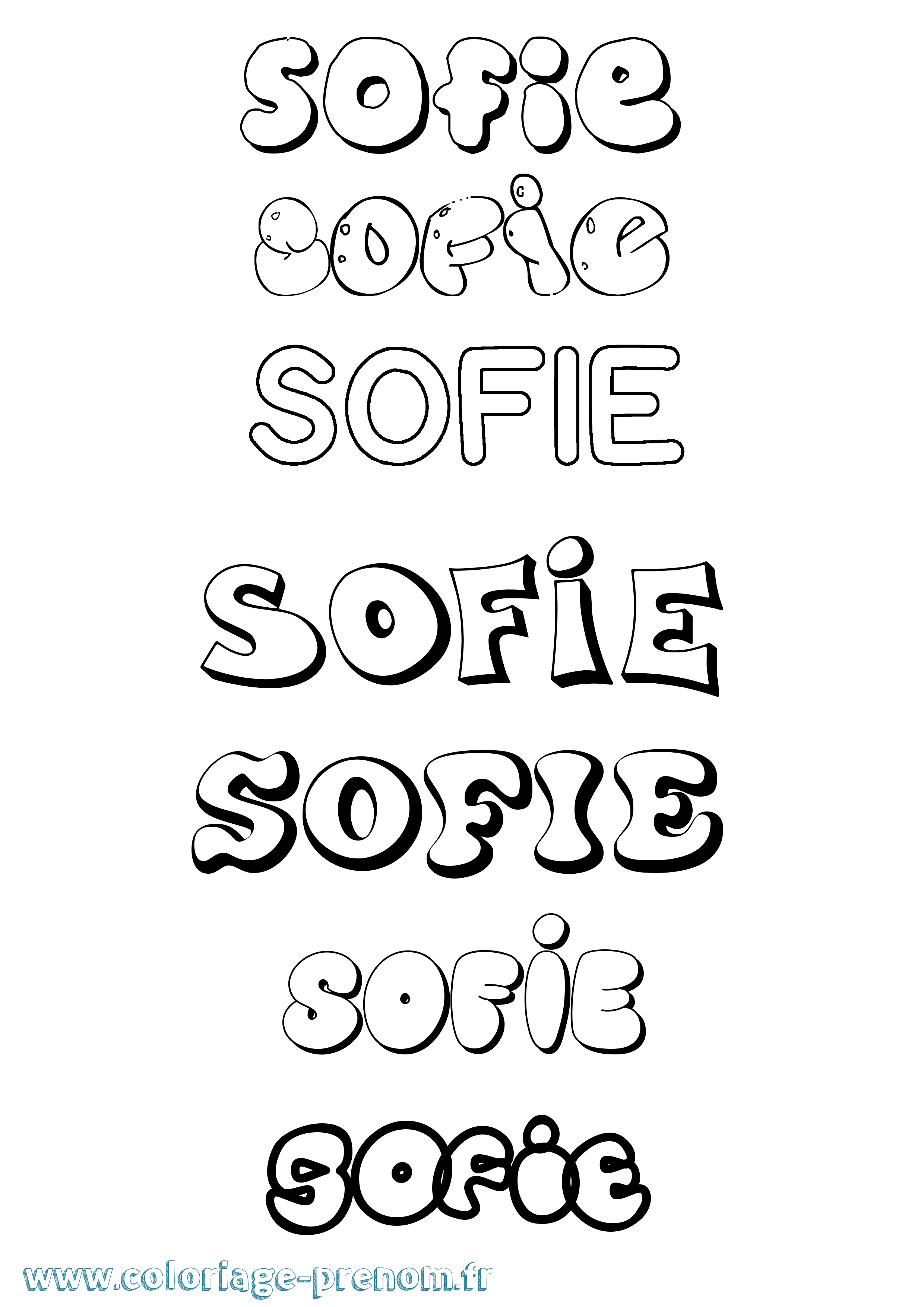 Coloriage prénom Sofie Bubble