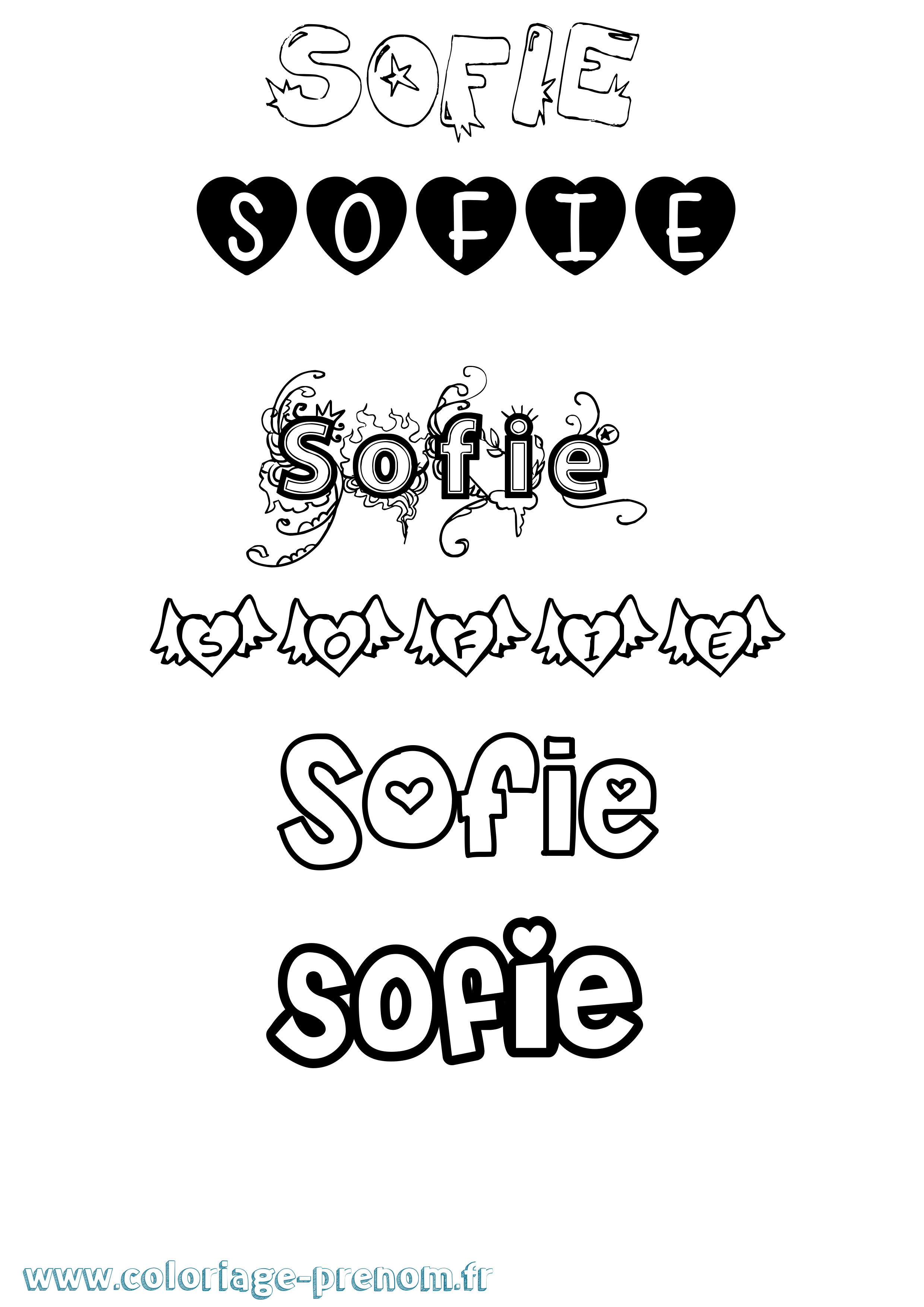 Coloriage prénom Sofie Girly